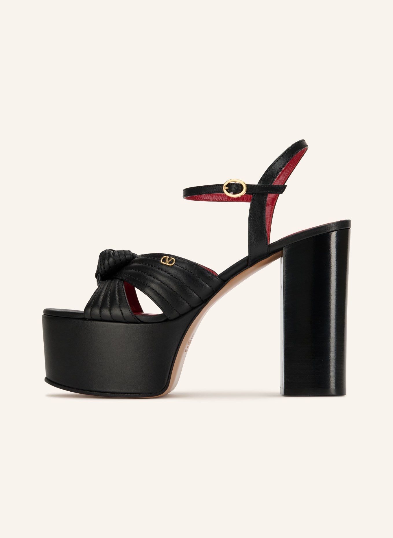 VALENTINO GARAVANI CRASHER Platform Sandals: BLACK / GOLD
