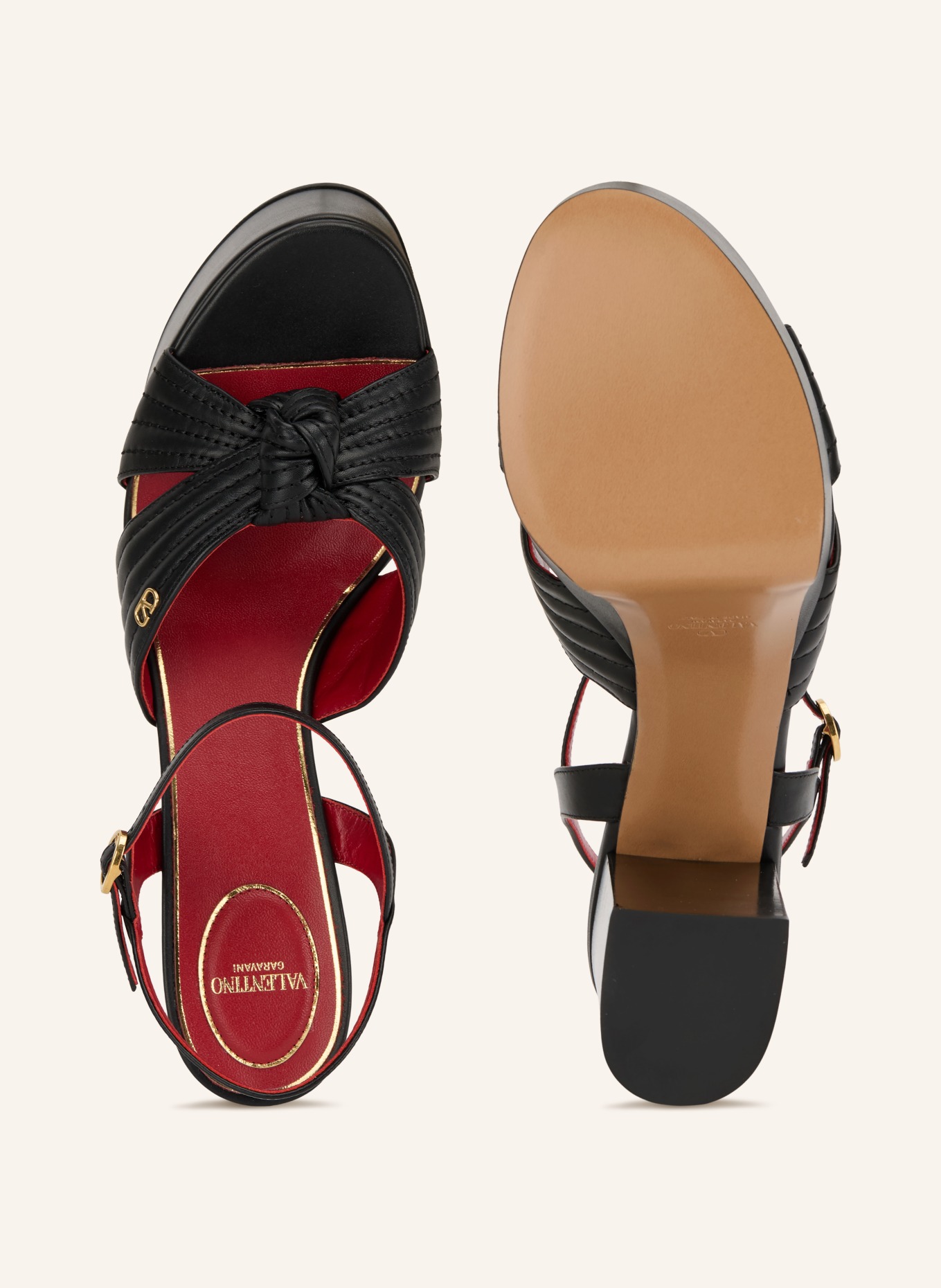 VALENTINO GARAVANI CRASHER Platform Sandals: BLACK / GOLD