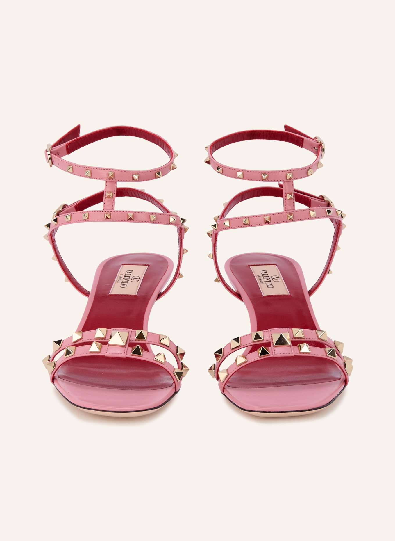 VALENTINO GARAVANI Sandaletten ROCKSTUD mit Nieten: ALTROSA / SILBER