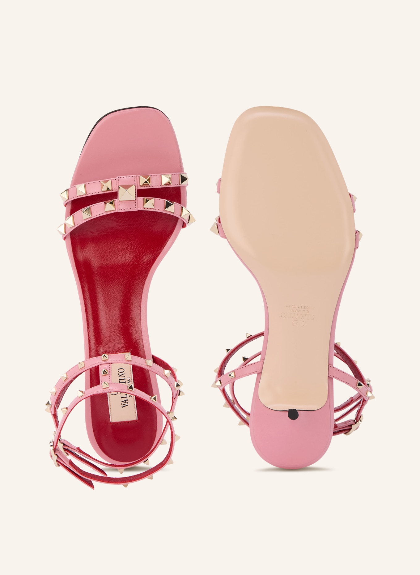 VALENTINO GARAVANI Sandaletten ROCKSTUD mit Nieten: ALTROSA / SILBER