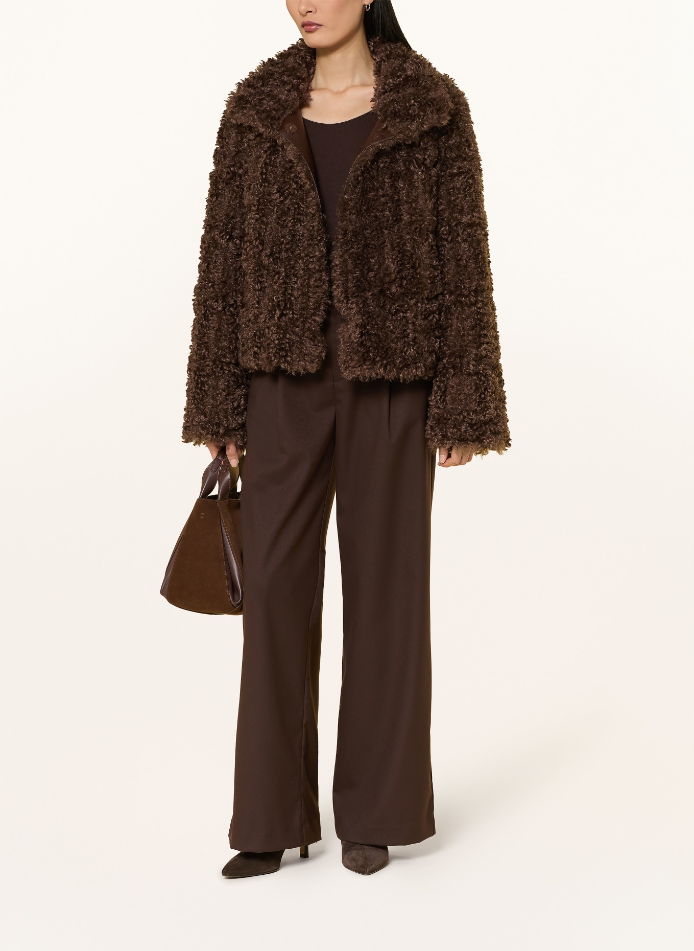 lilienfels Faux fur jacket: DARK BROWN