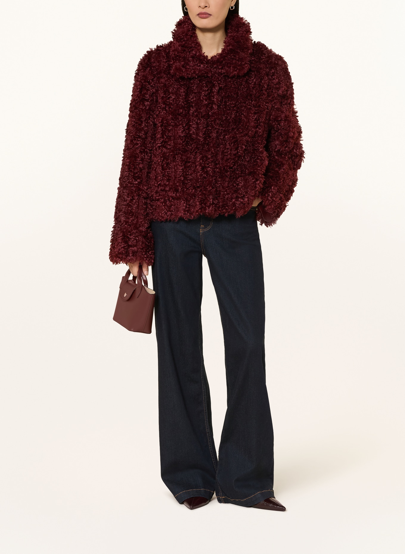 lilienfels Faux fur jacket: DARK RED