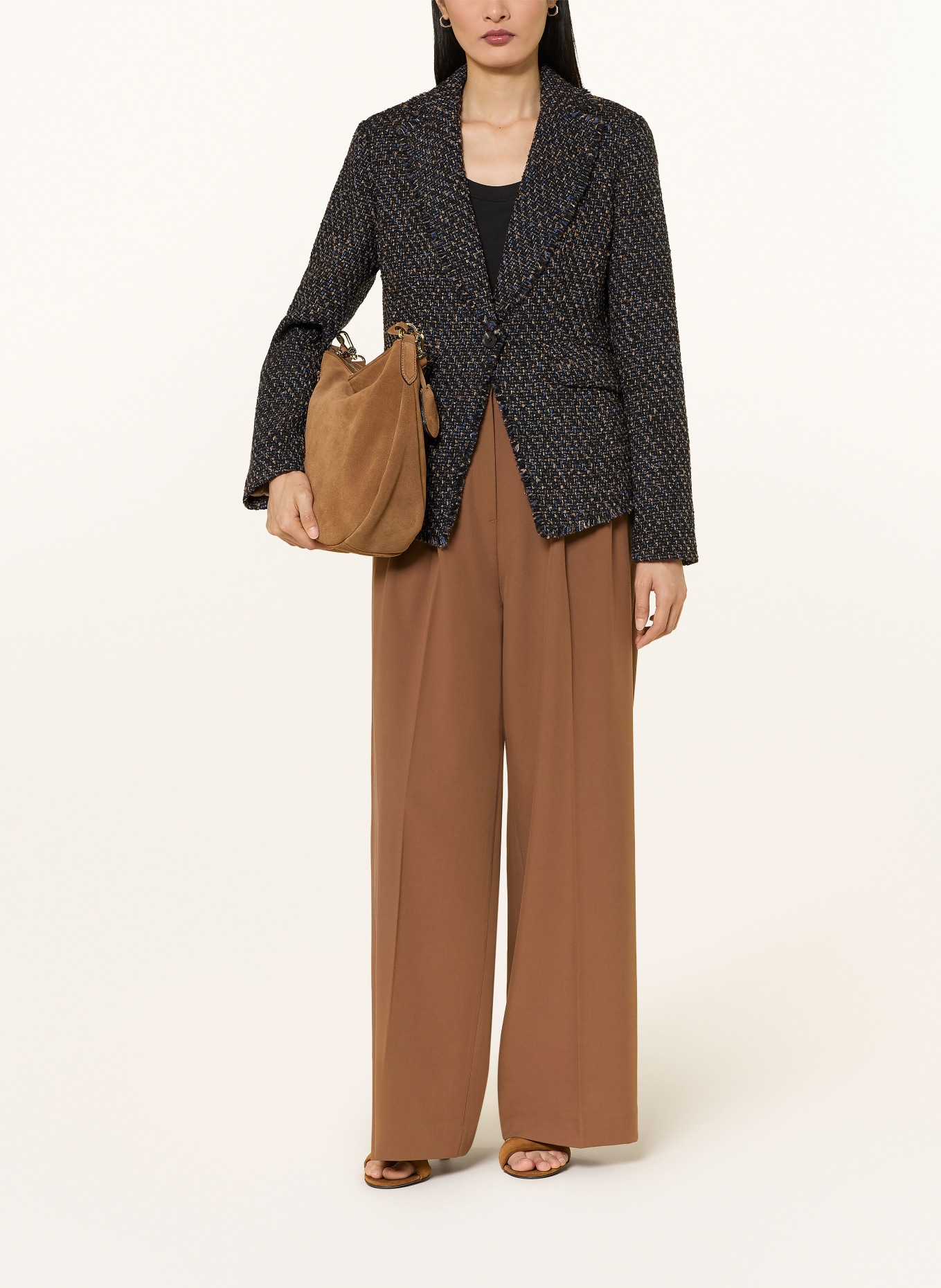 lilienfels Blazer en bouclé: BLEU FONCÉ / MARRON / BLEU