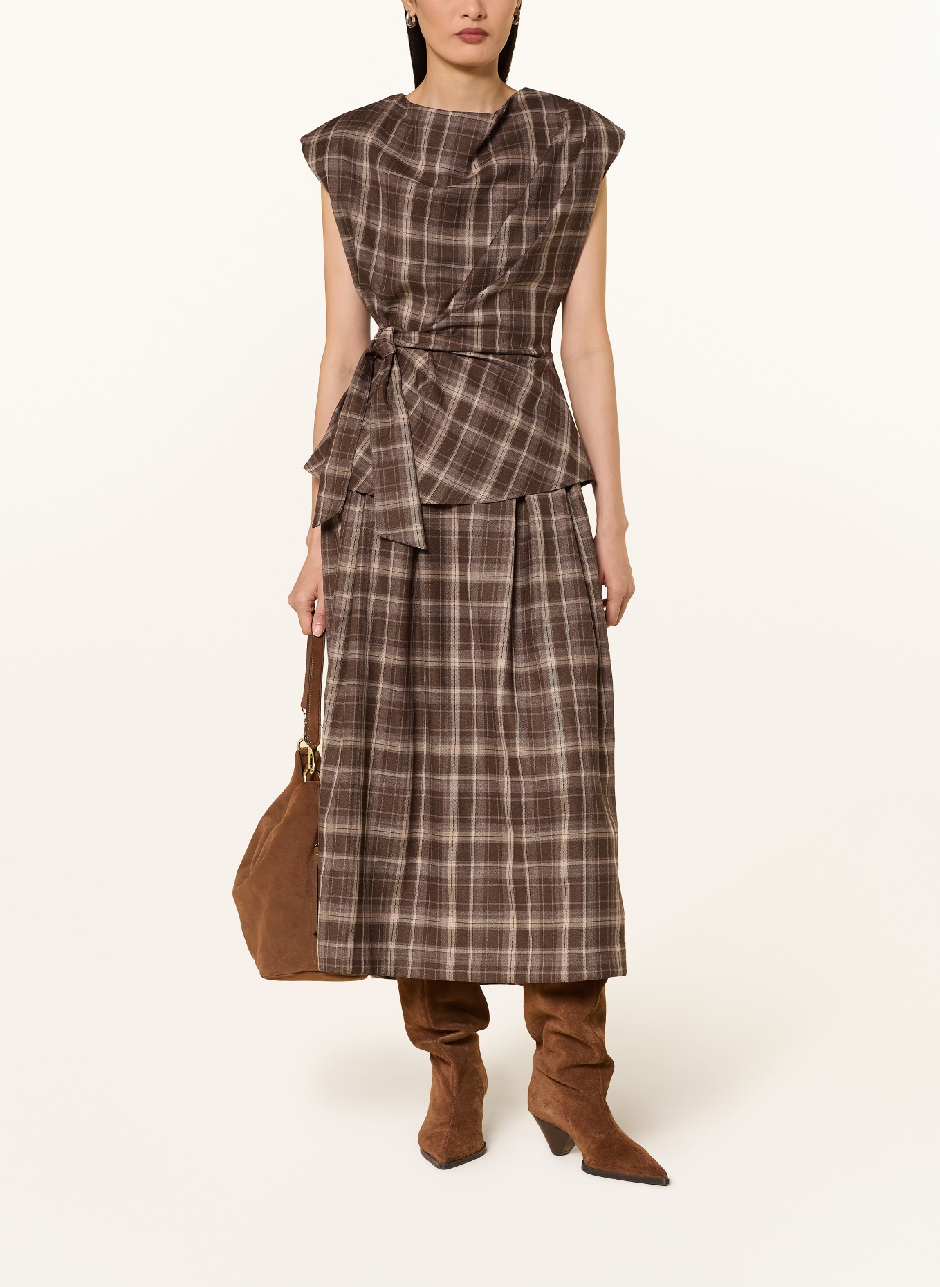 co'couture DAGNYCC Blouse Top: DARK BROWN / BEIGE
