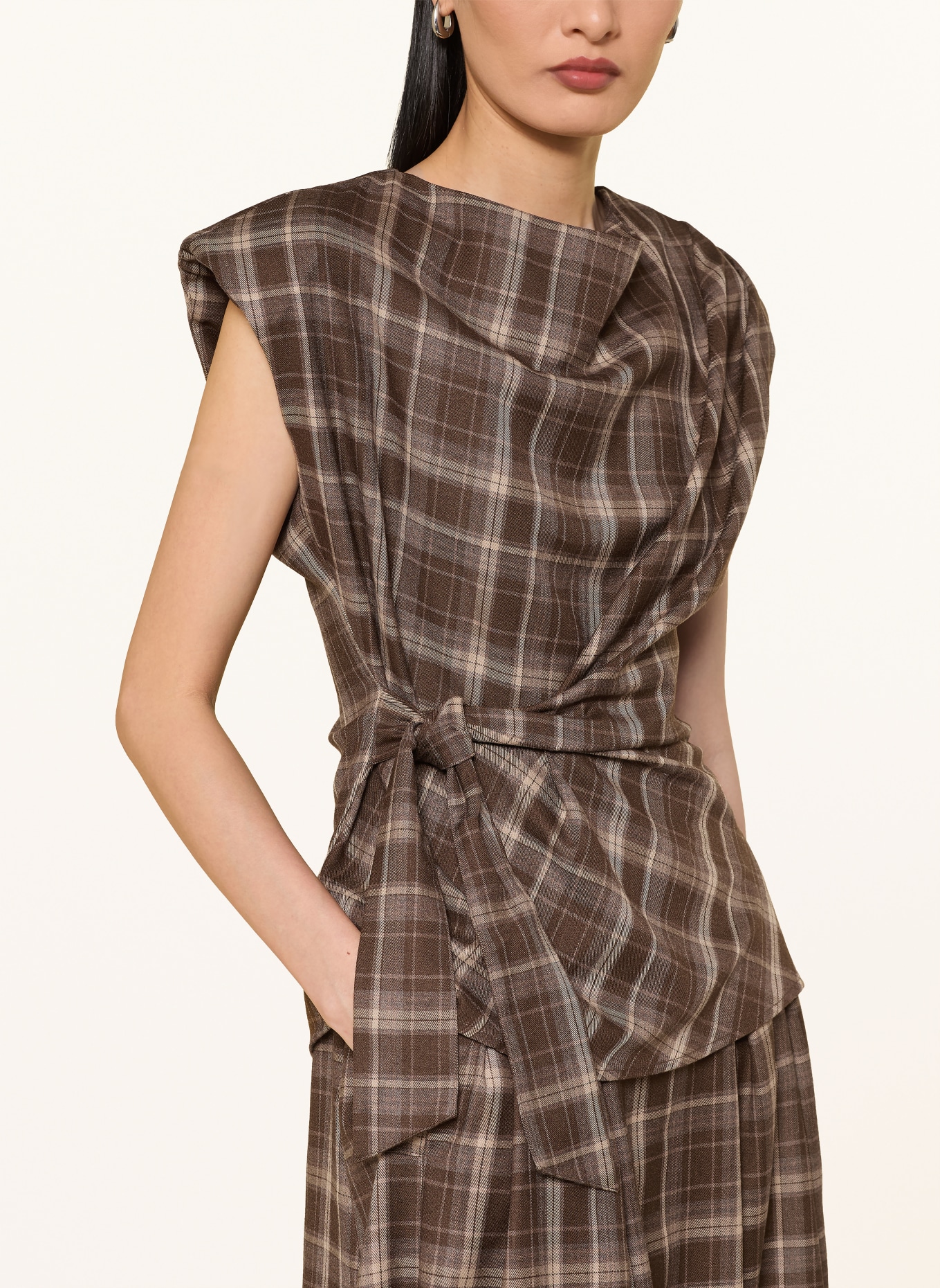co'couture DAGNYCC Blouse Top: DARK BROWN / BEIGE