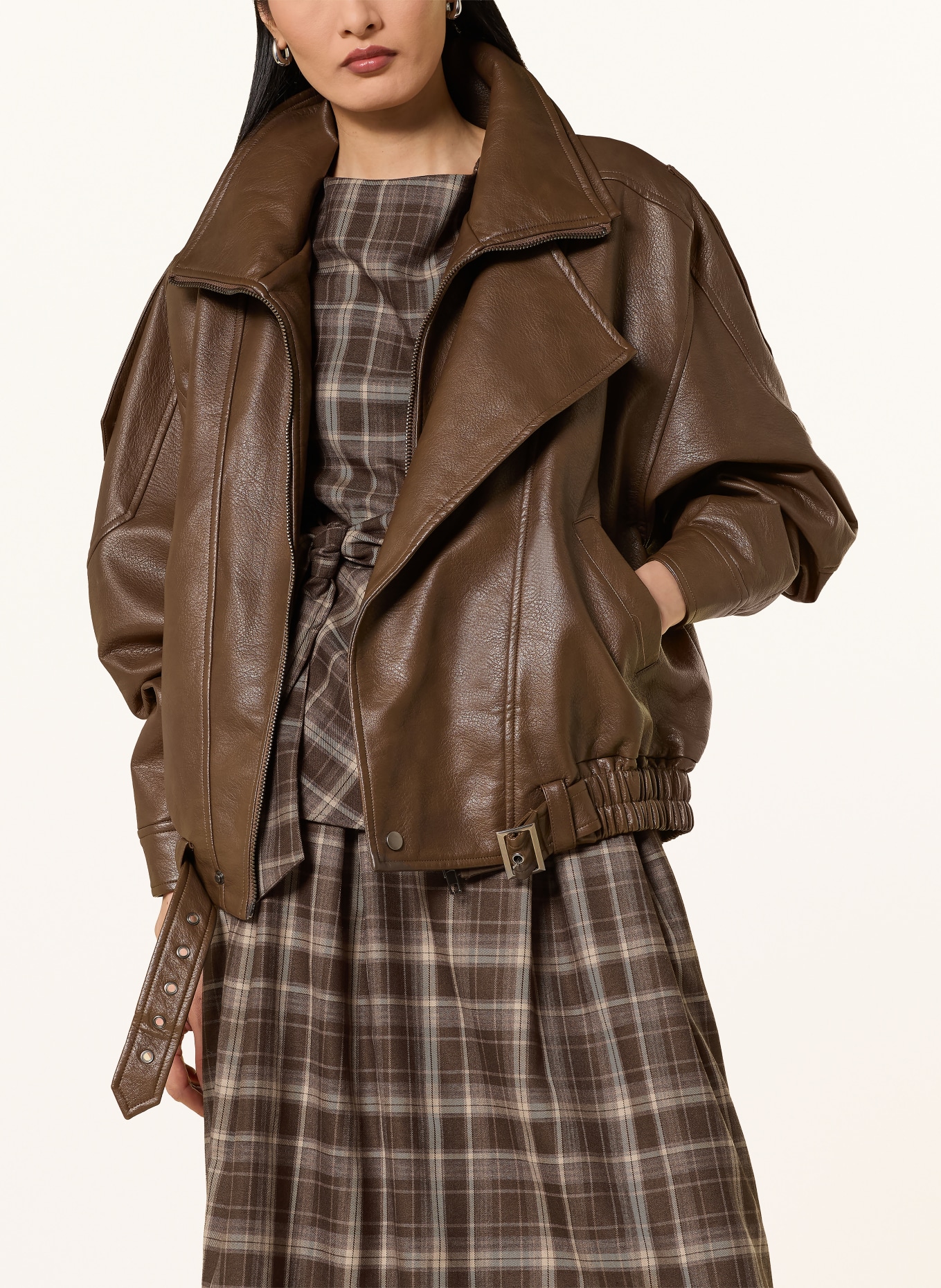 co'couture DAGNYCC Blouse Top: DARK BROWN / BEIGE