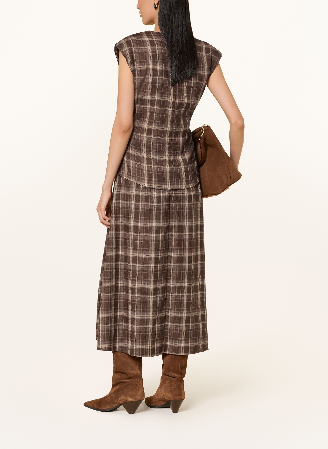 co'couture Pleated Skirt DAGNYCC: DARK BROWN / BEIGE