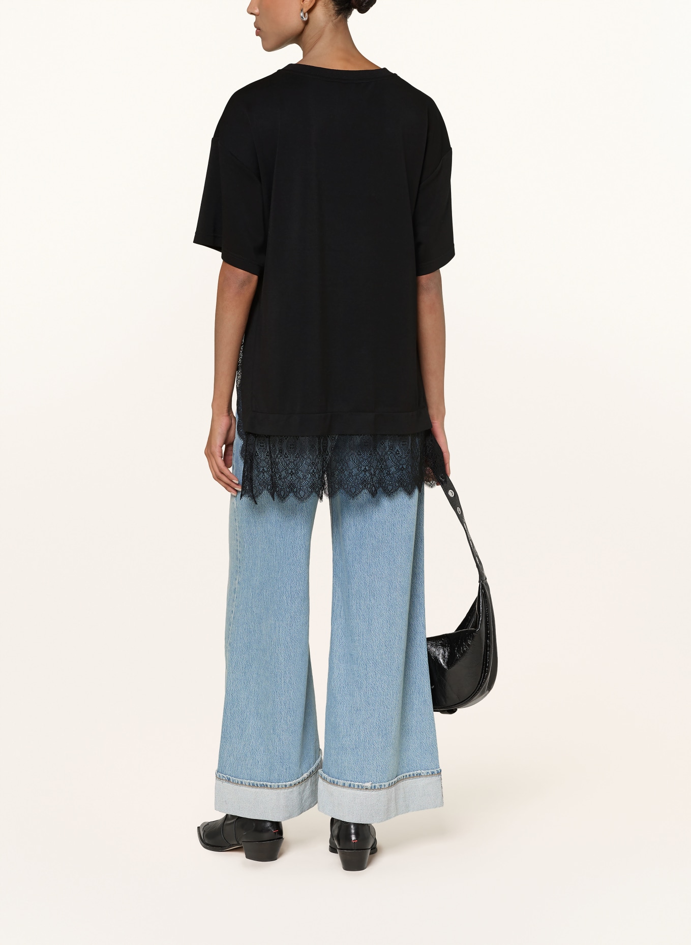 co'couture LARSONCC T-shirt with lace: BLACK