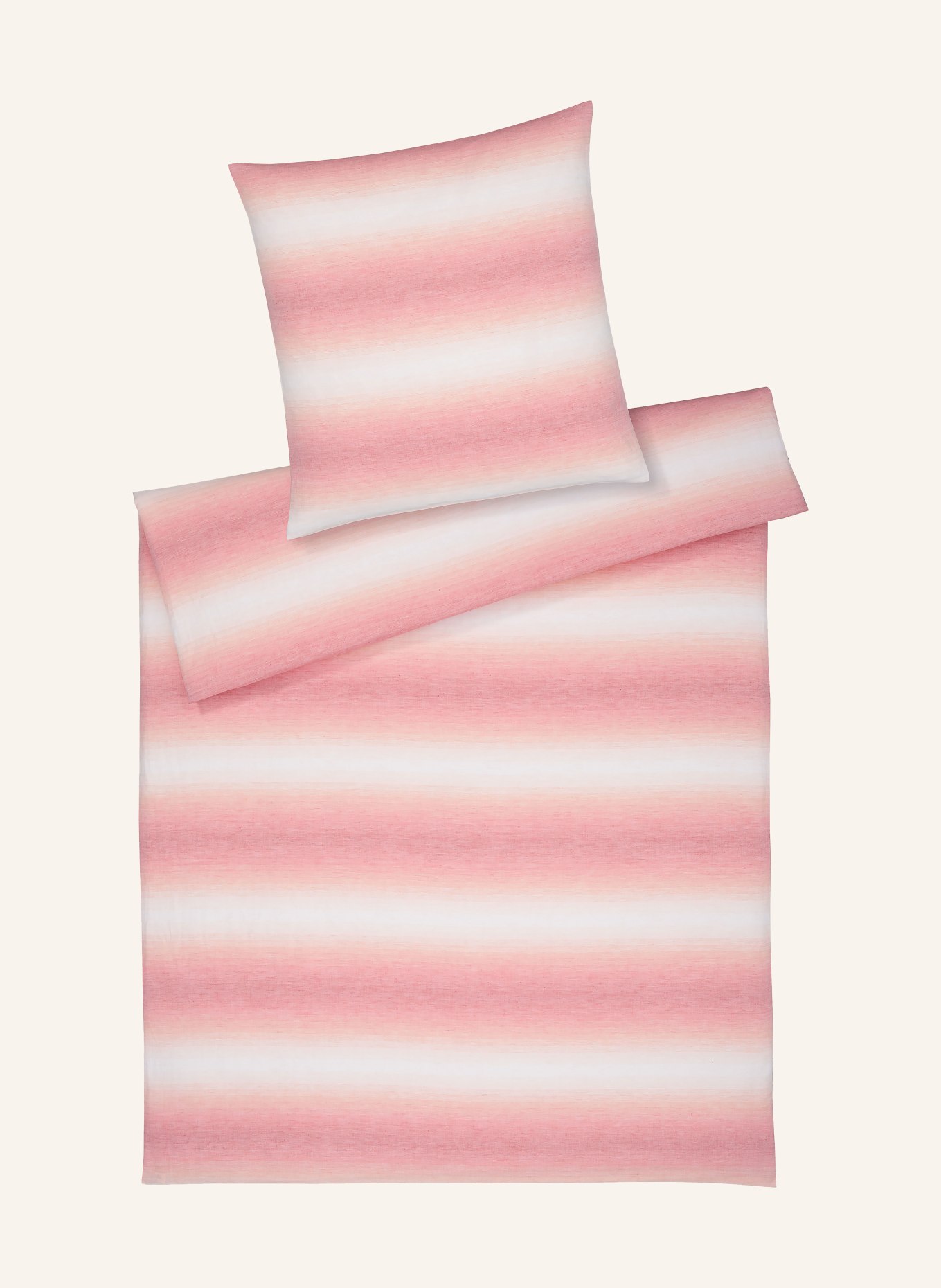 elegante Bettwäsche LAYER mit Leinen: WEISS / ROSA