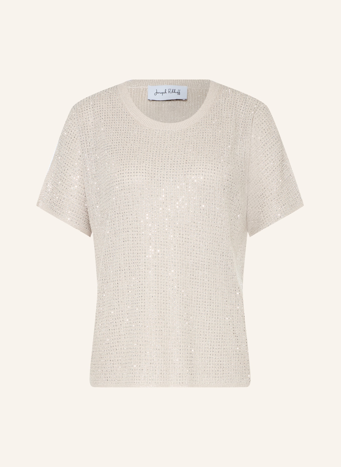 Joseph Ribkoff T-shirt en maille avec fil pailleté et strass: CRÈME