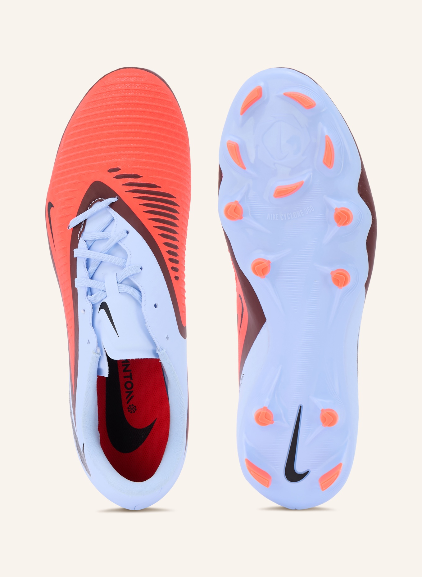 Nike Voetbalschoenen PHANTOM 6 360 ACADEMY FG/MG: LICHTBLAUW / ROOD