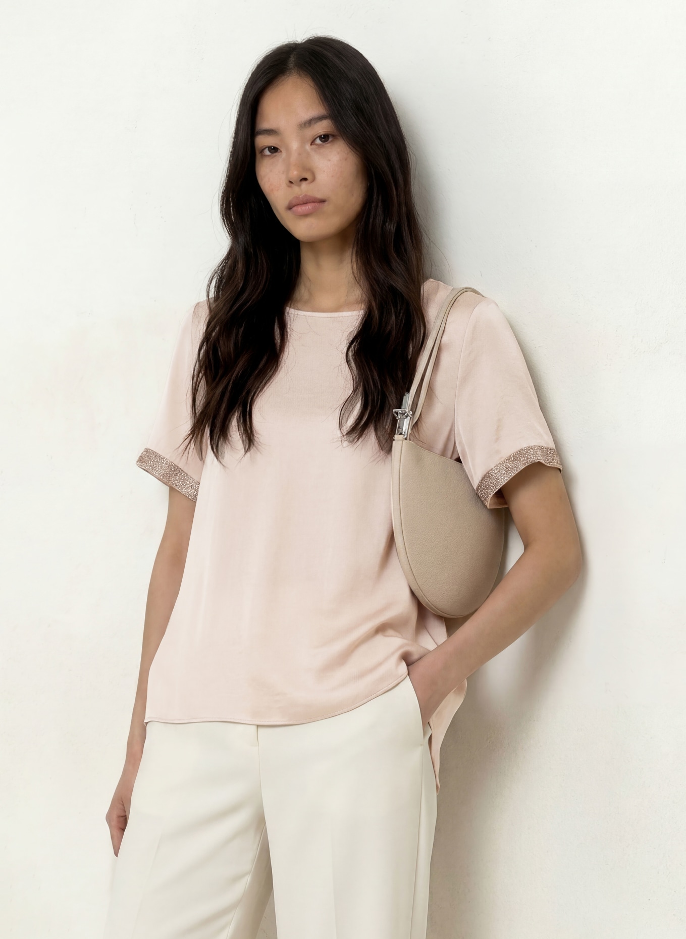 Joseph Ribkoff Blusenshirt mit Schmucksteinen: TAUPE