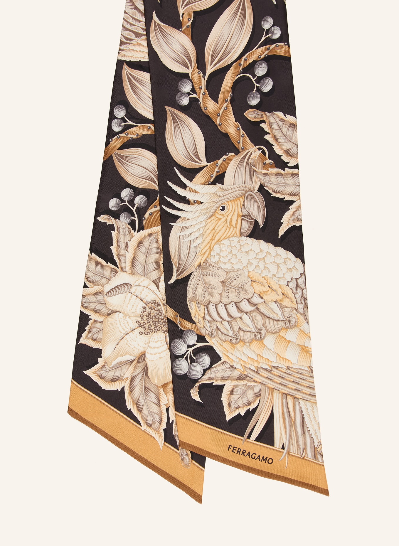 FERRAGAMO Seidenschal: BEIGE / GRAU / SCHWARZ