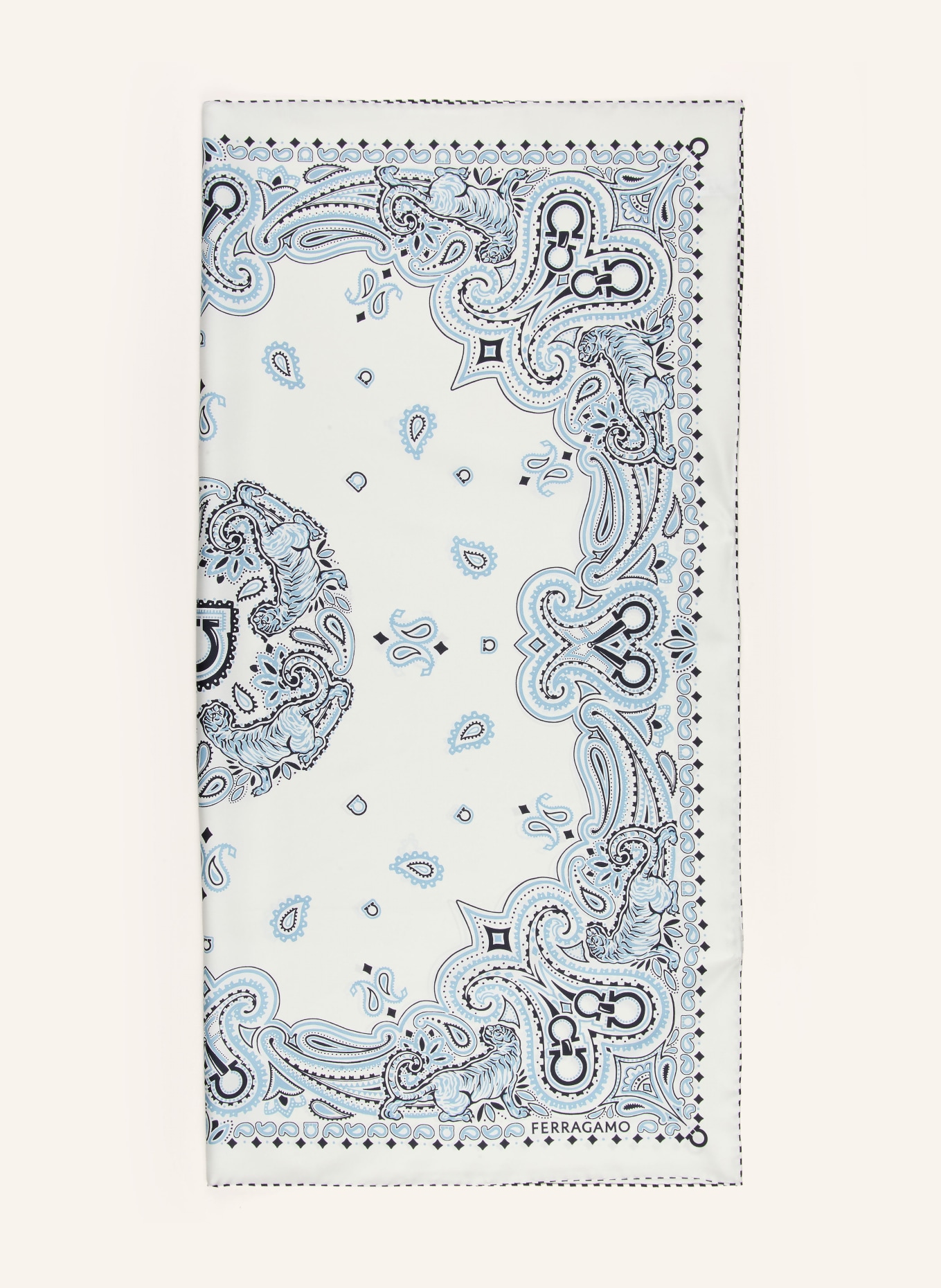 FERRAGAMO Silk scarf: LIGHT BLUE / DARK BLUE / WHITE