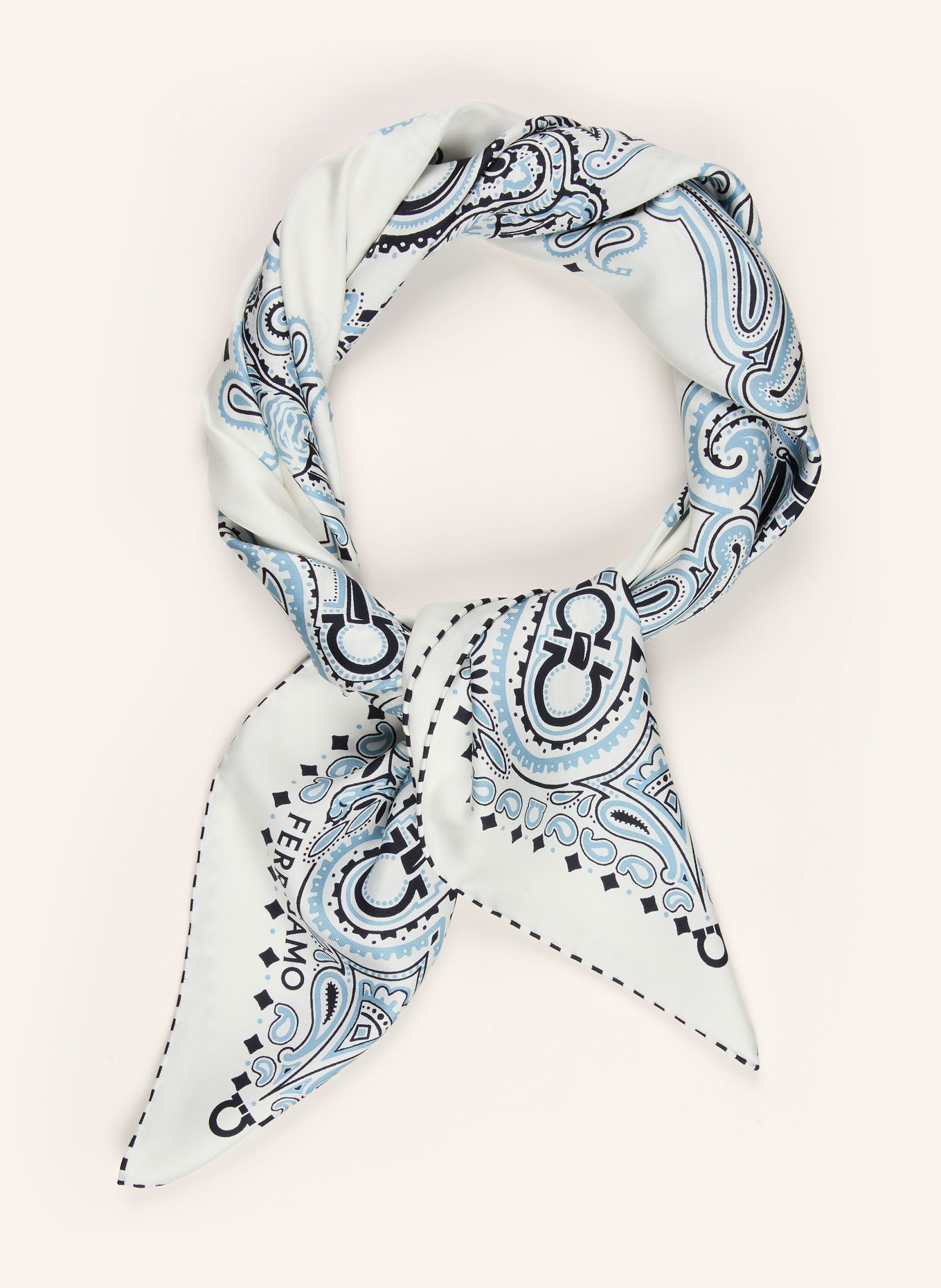 FERRAGAMO Silk scarf: LIGHT BLUE / DARK BLUE / WHITE