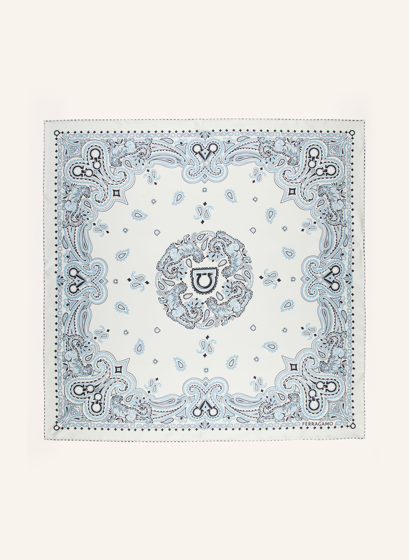 FERRAGAMO Silk scarf: LIGHT BLUE / DARK BLUE / WHITE