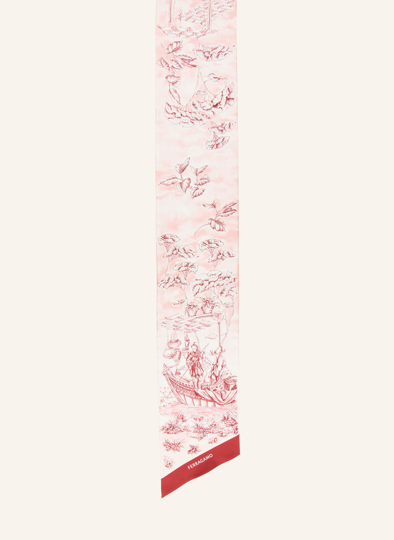 FERRAGAMO Seidenschal: ROSÉ / DUNKELROT / WEISS