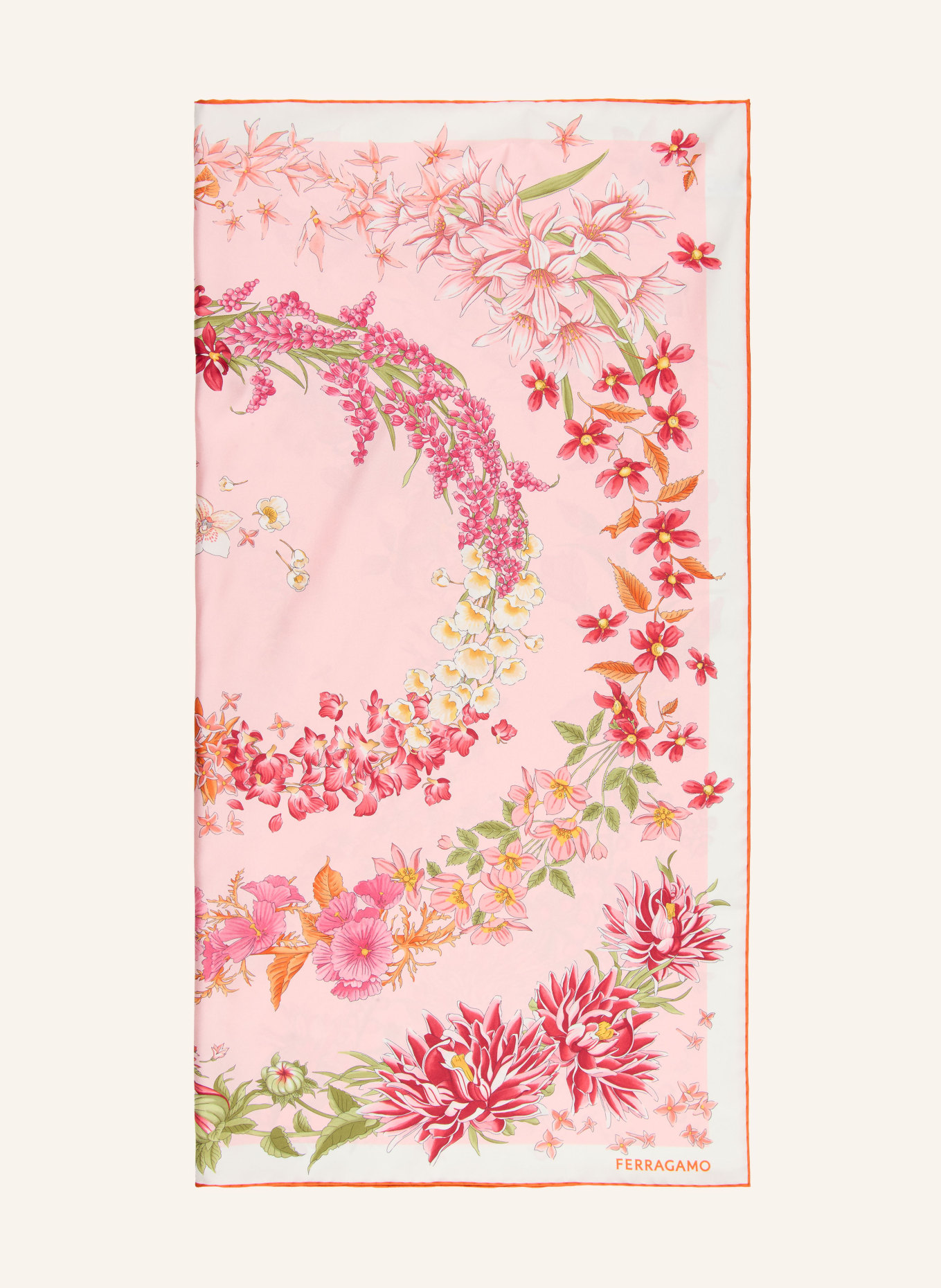 FERRAGAMO Seidentuch: ROSA / ROT / WEISS