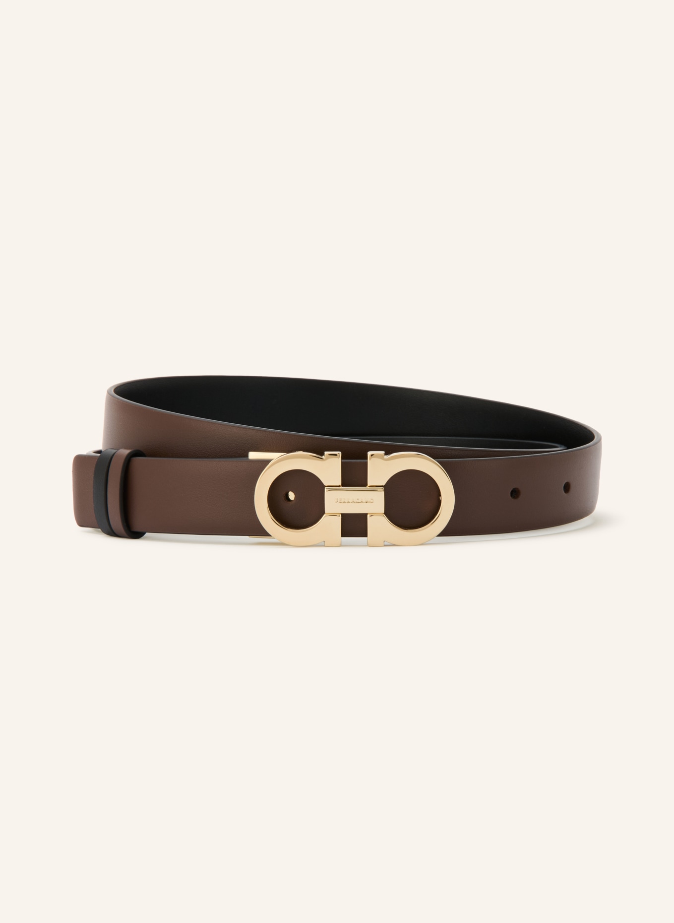FERRAGAMO Ledergürtel zum Wenden: SCHWARZ / DUNKELBRAUN