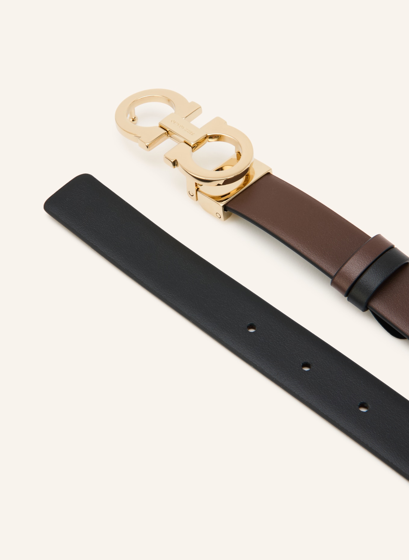 FERRAGAMO Ledergürtel zum Wenden: SCHWARZ / DUNKELBRAUN