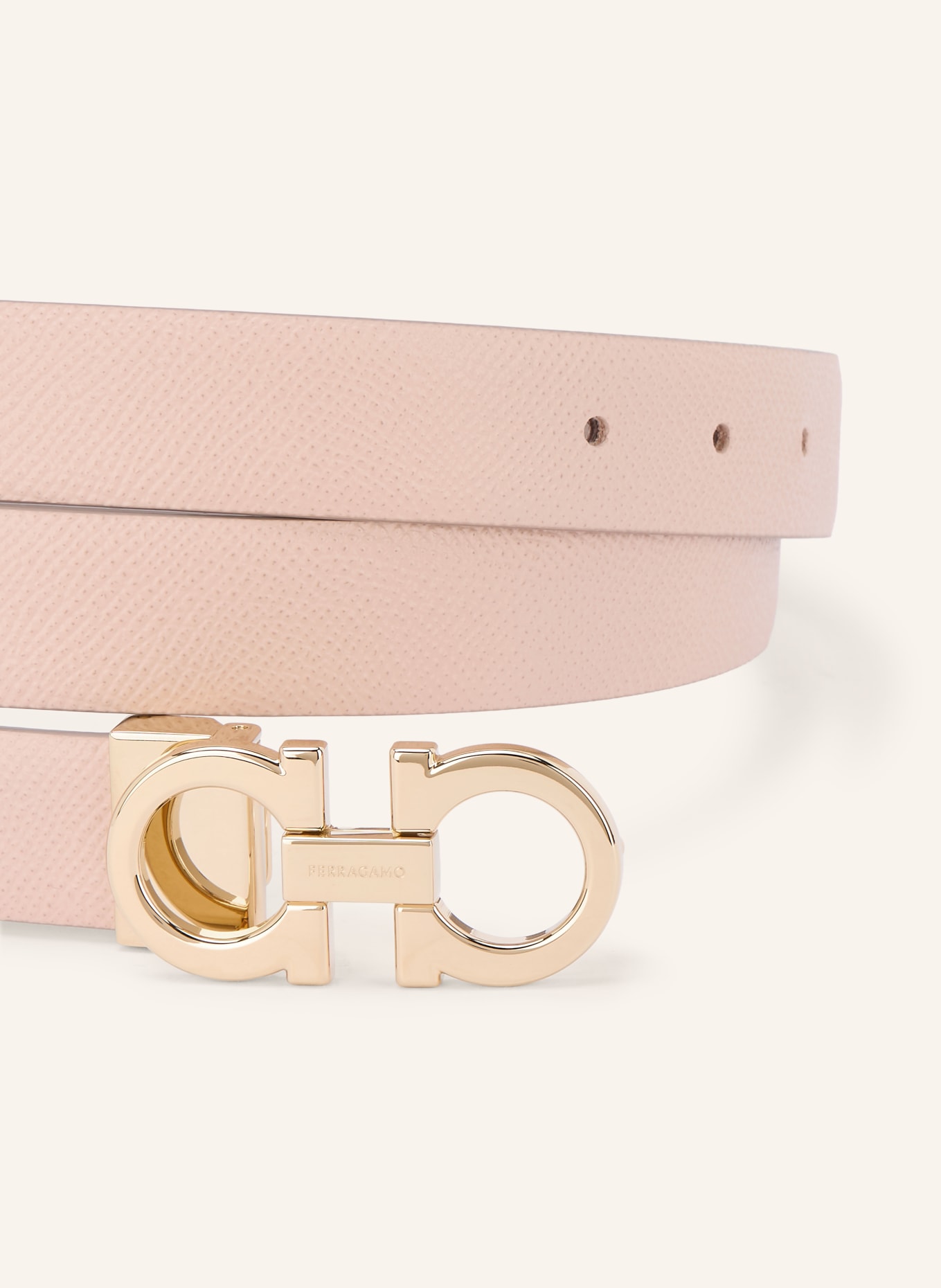 FERRAGAMO Ceinture en cuir réversible: ROSÉ / OR / TAUPE