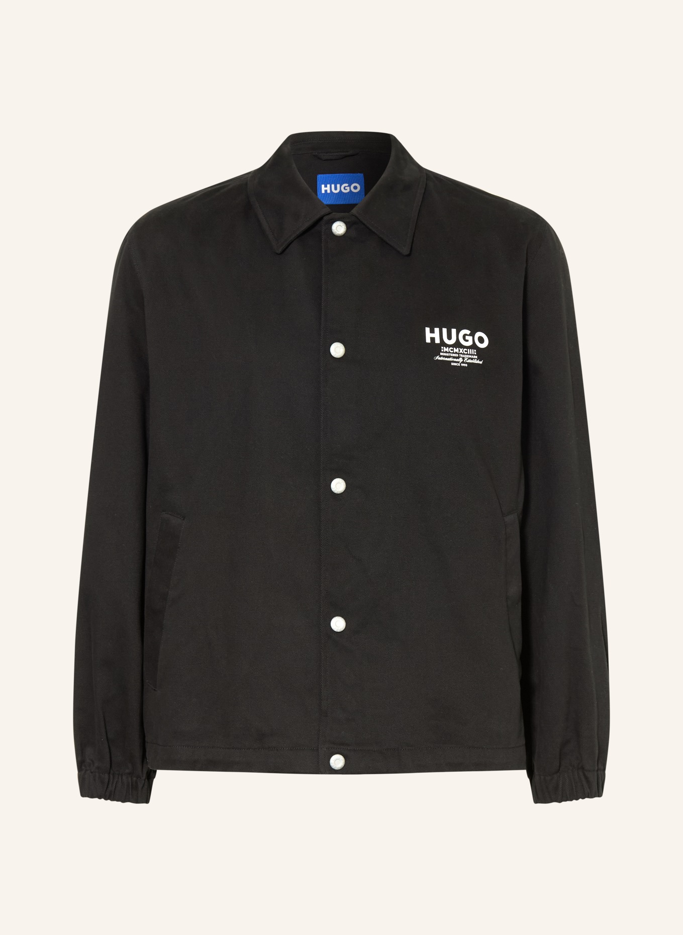 HUGO Overshirt BIYO: SCHWARZ / WEISS
