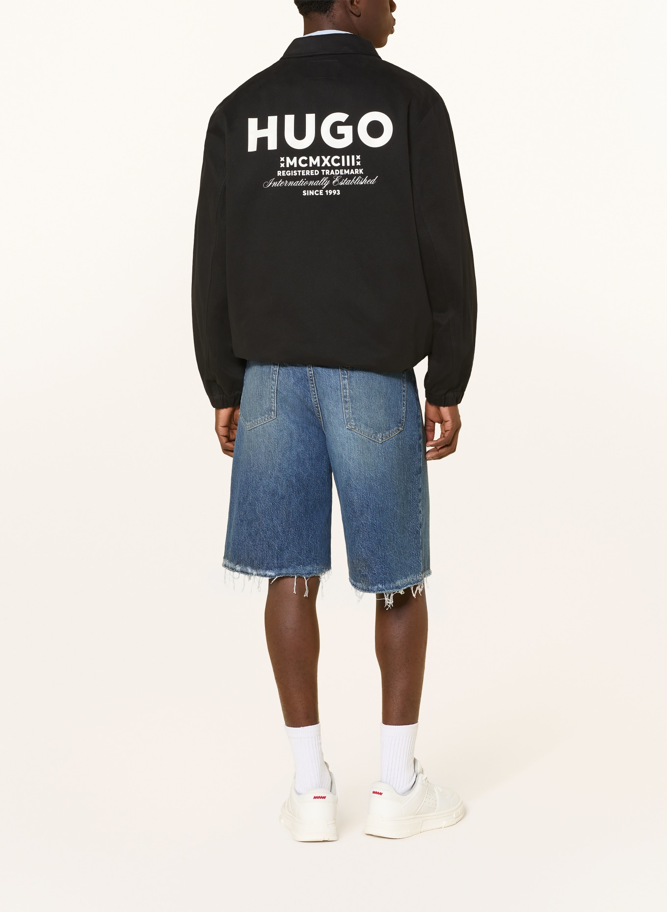 HUGO Overshirt BIYO: SCHWARZ / WEISS