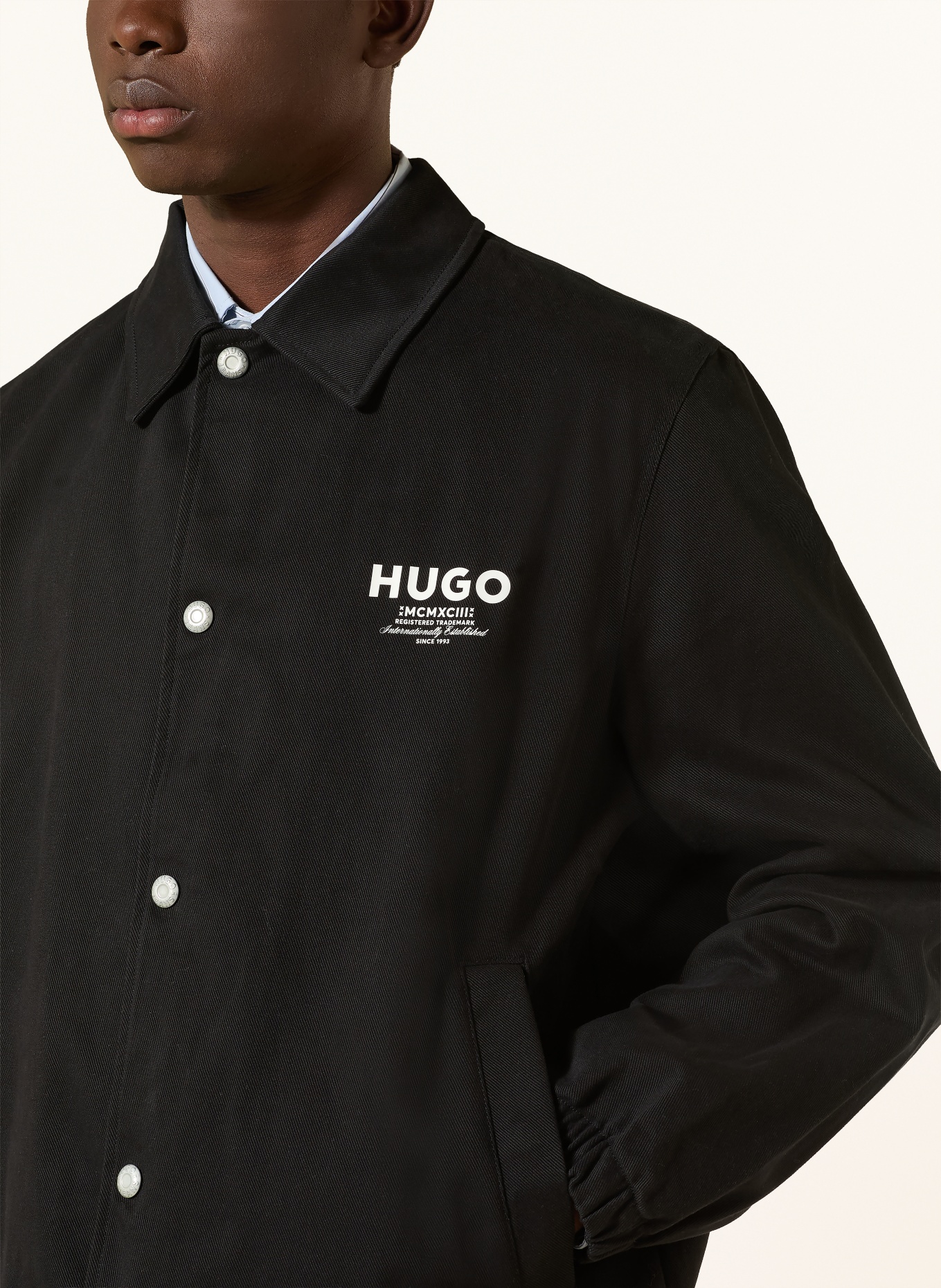 HUGO Overshirt BIYO: SCHWARZ / WEISS