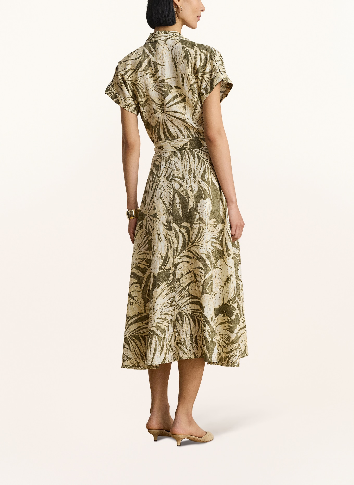 LAUREN RALPH LAUREN Leinenkleid: BEIGE / OLIV