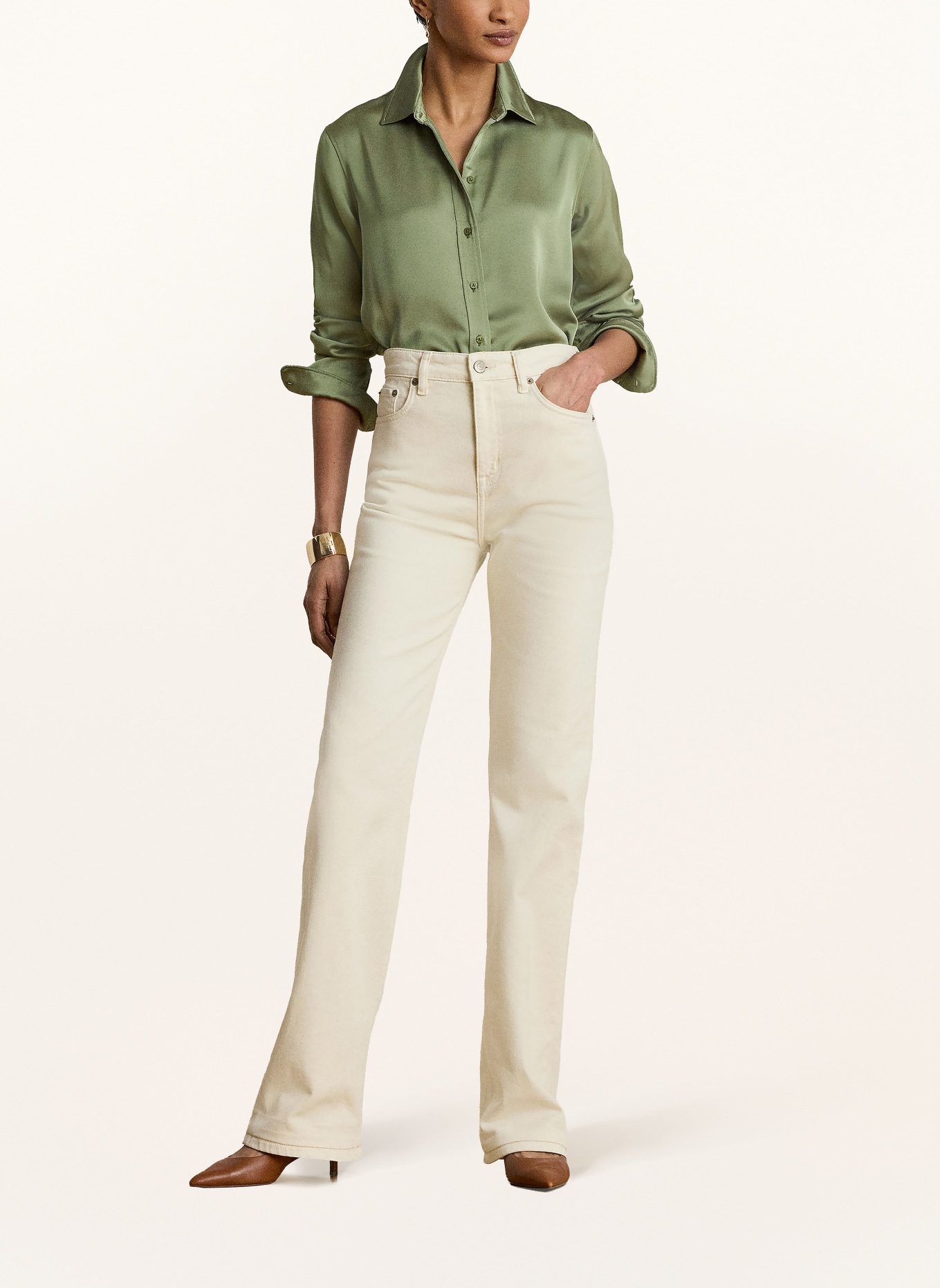 LAUREN RALPH LAUREN Satinbluse: OLIV