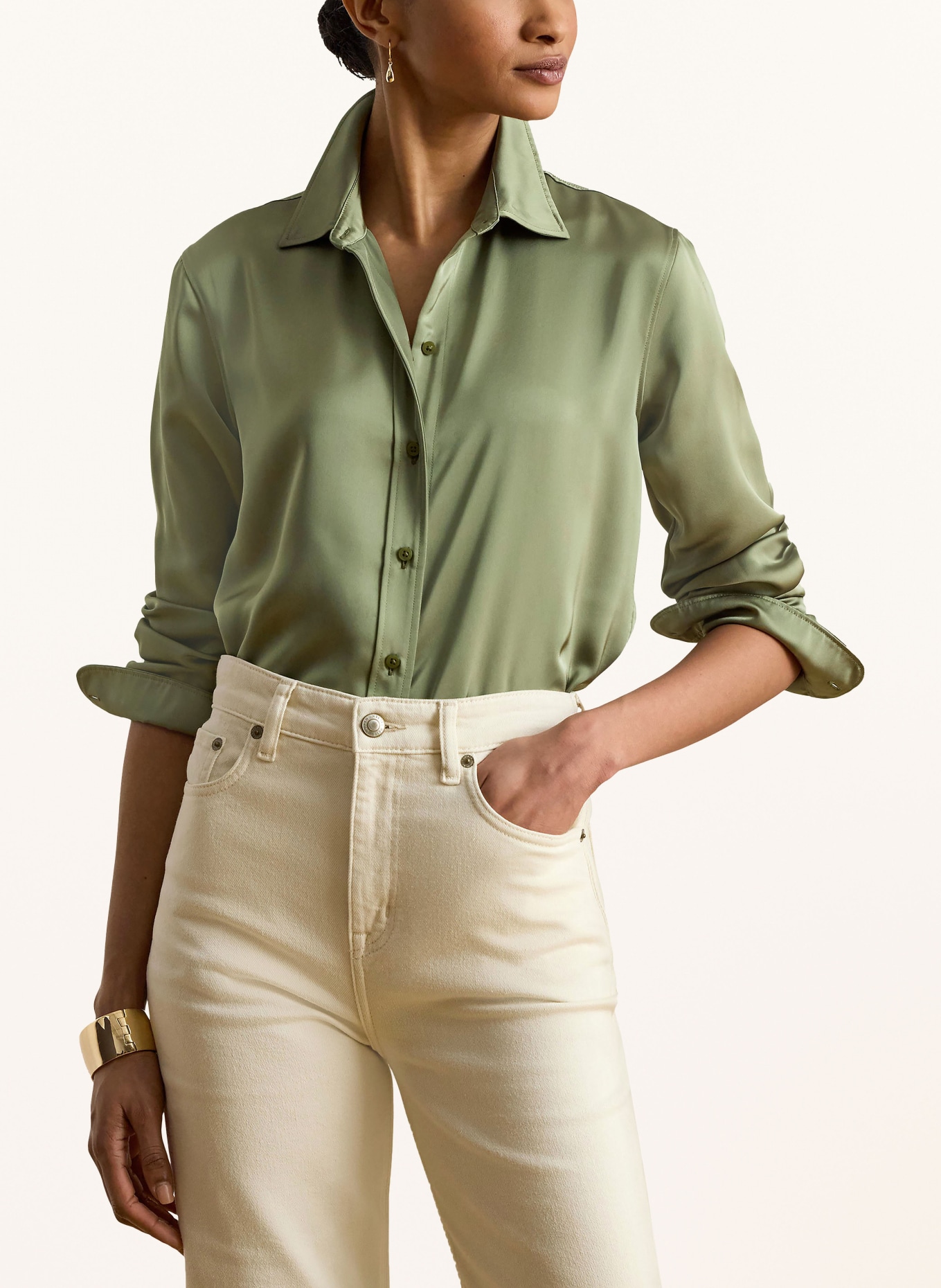 LAUREN RALPH LAUREN Satinbluse: OLIV