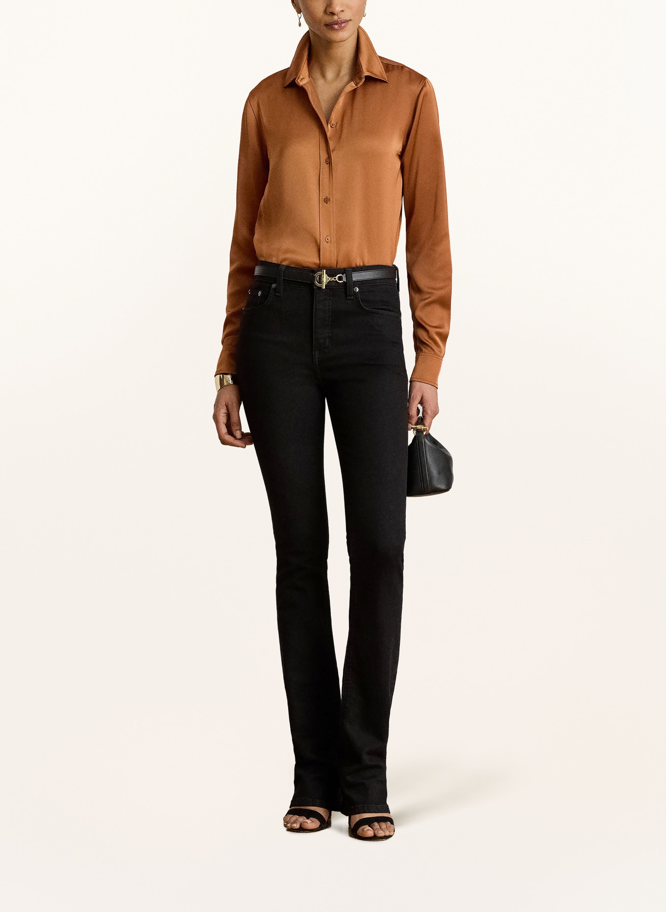 LAUREN RALPH LAUREN Satinbluse: DUNKELORANGE