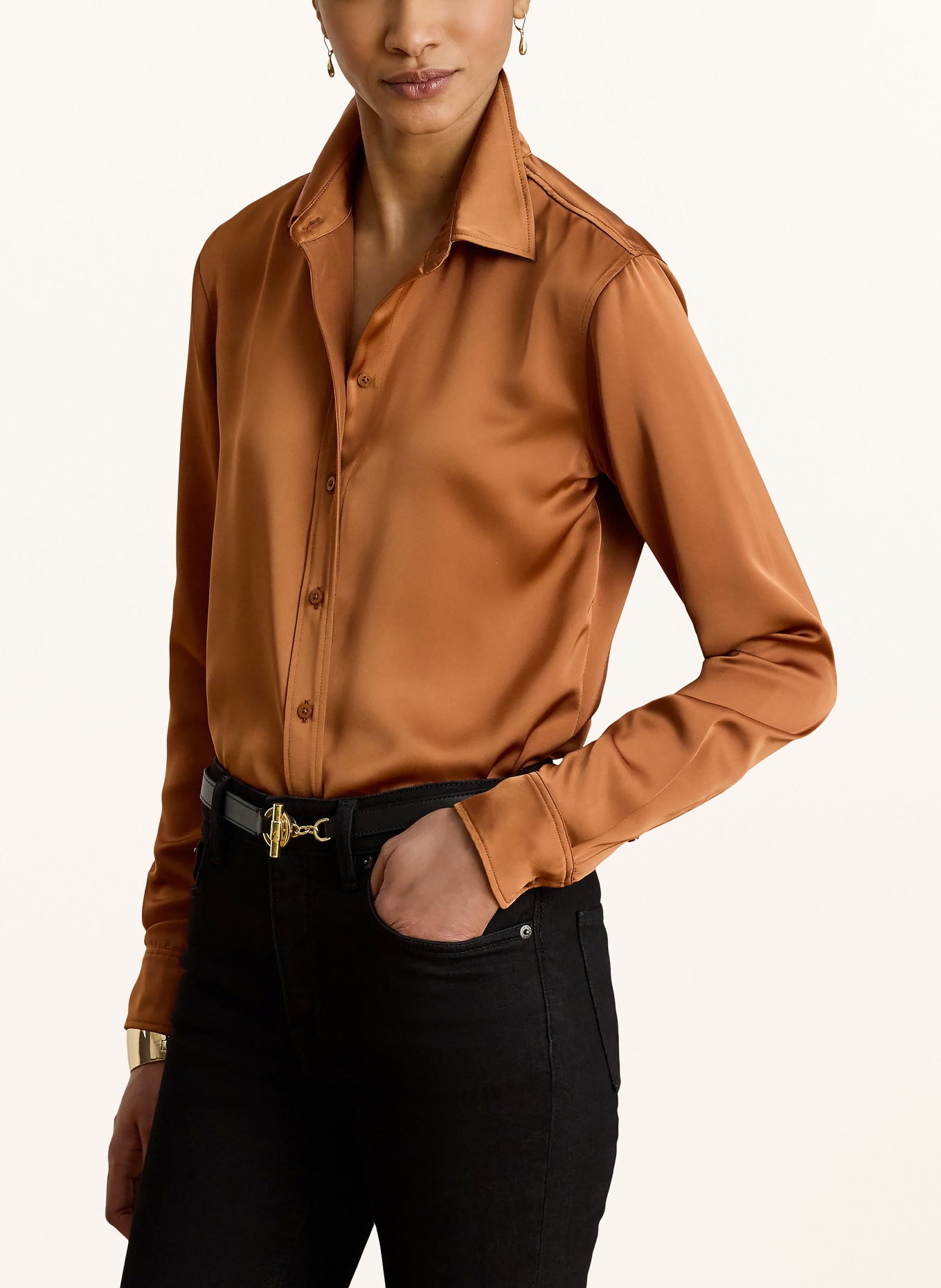 LAUREN RALPH LAUREN Satinbluse: DUNKELORANGE
