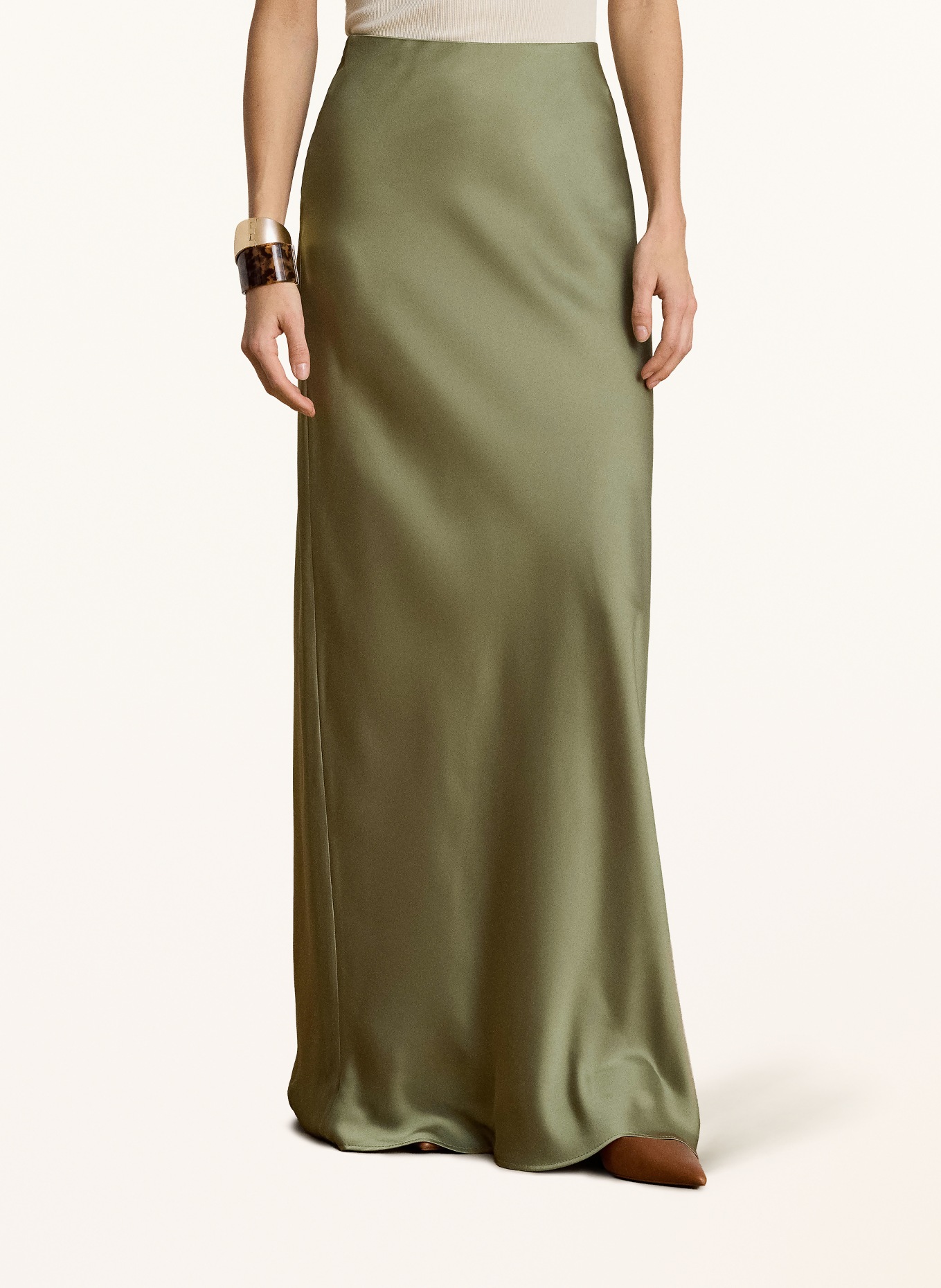 LAUREN RALPH LAUREN Fustă din satin: OLIV
