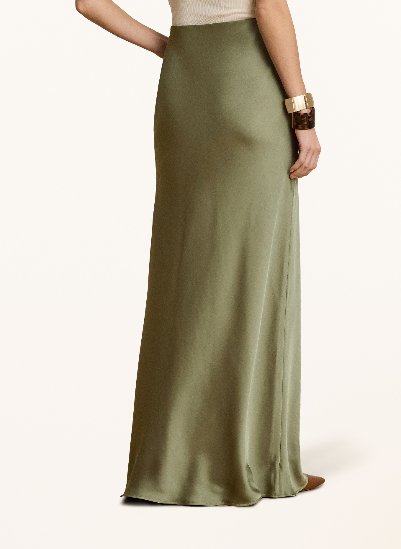 LAUREN RALPH LAUREN Fustă din satin: OLIV