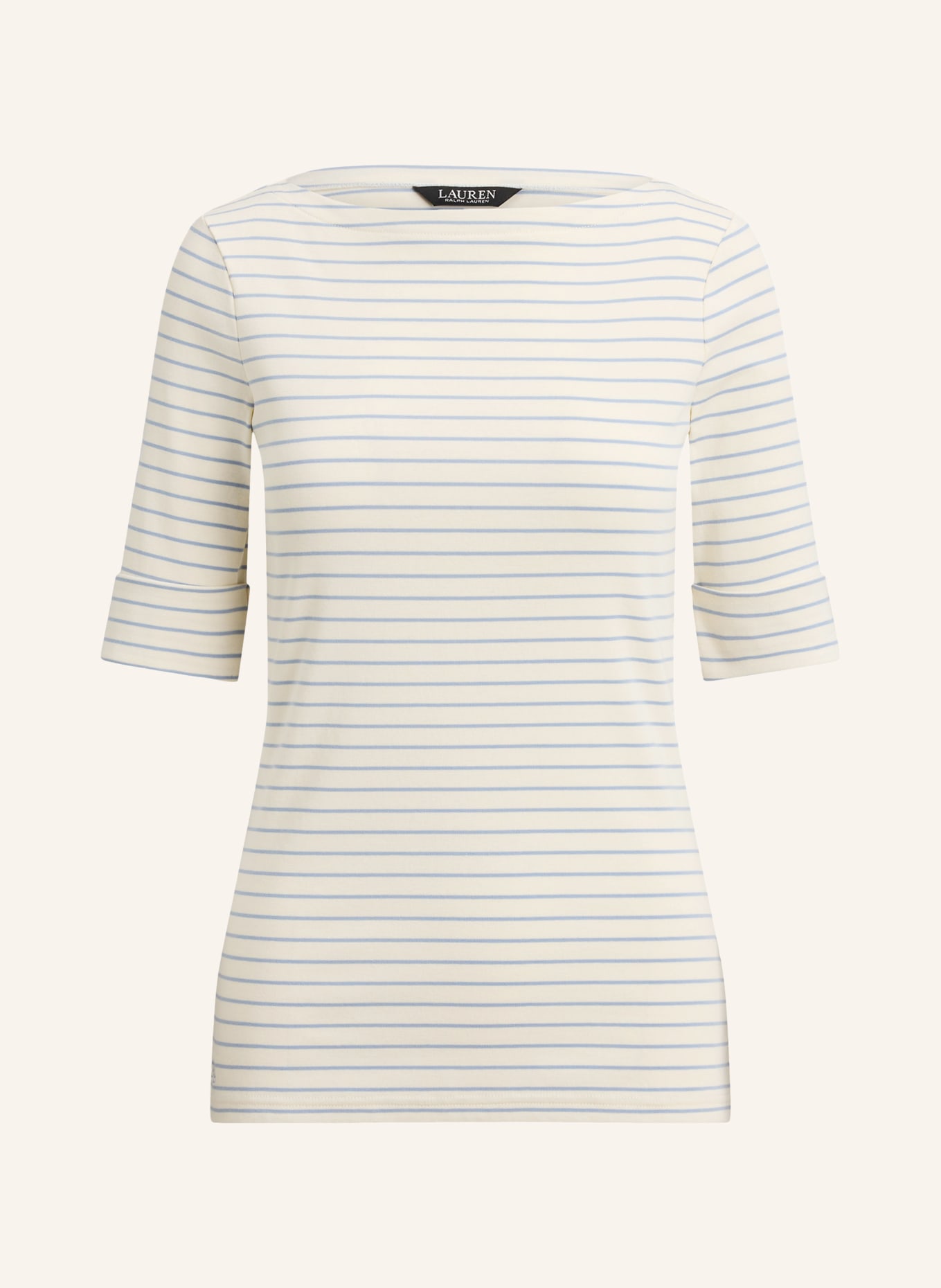 LAUREN RALPH LAUREN T-Shirt: CREME / HELLBLAU