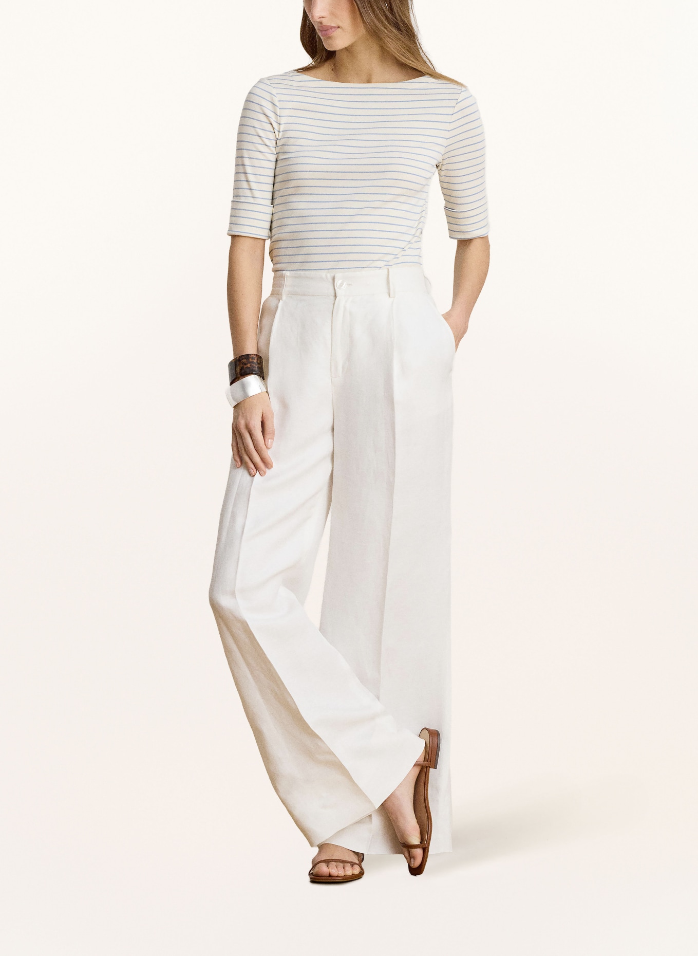 LAUREN RALPH LAUREN T-Shirt: CREME / HELLBLAU
