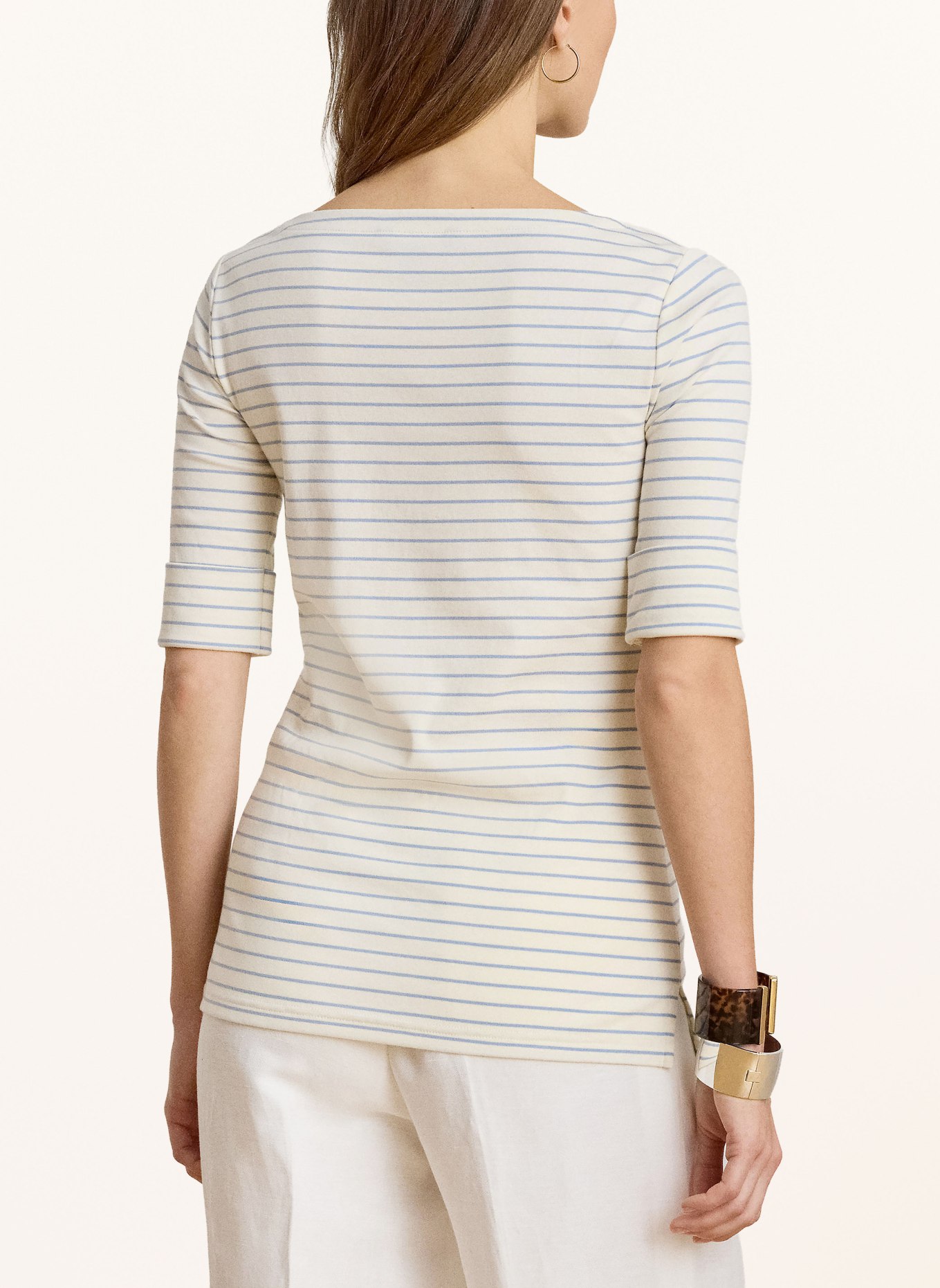 LAUREN RALPH LAUREN T-Shirt: CREME / HELLBLAU