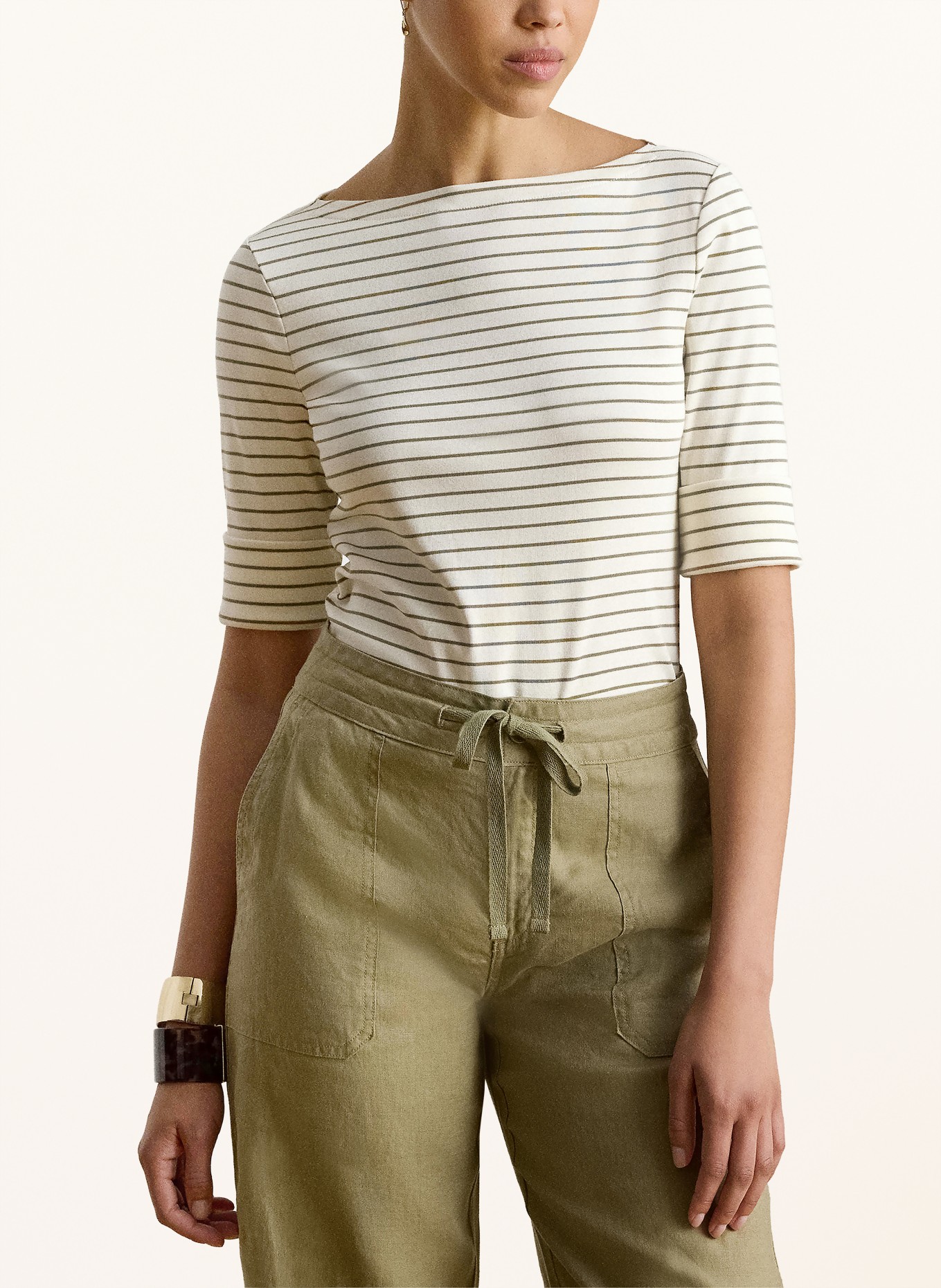 LAUREN RALPH LAUREN T-Shirt: CREME / OLIV