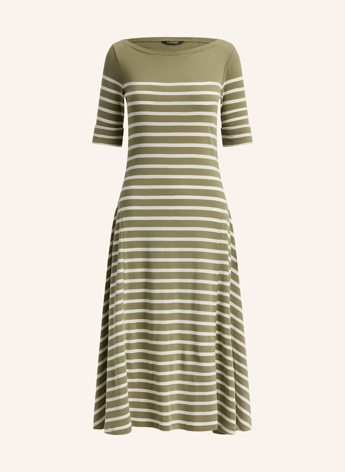 LAUREN RALPH LAUREN Jerseykleid: OLIV / CREME