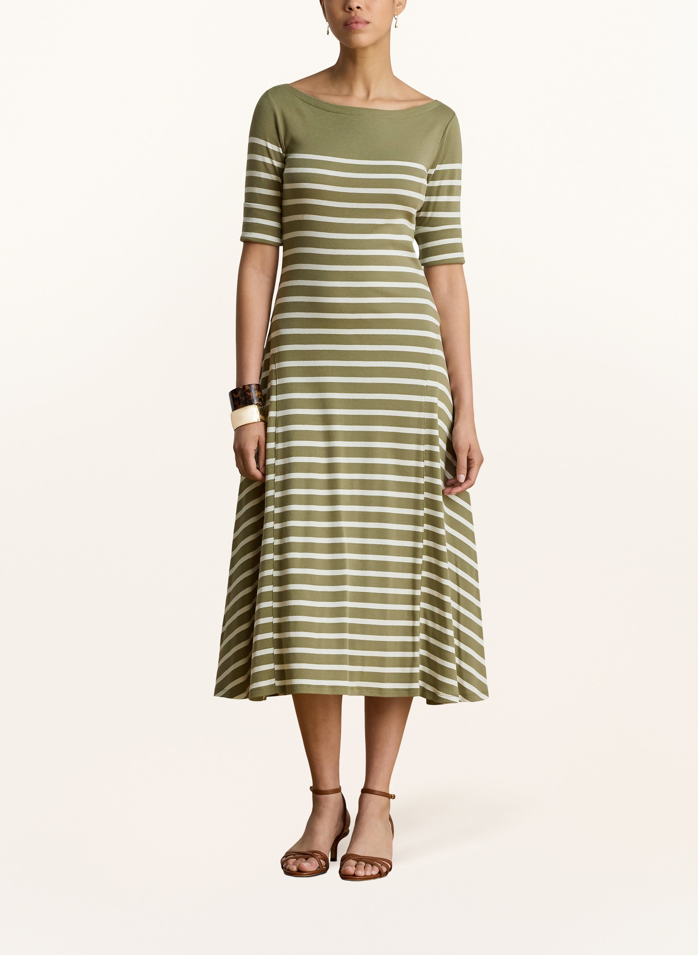 LAUREN RALPH LAUREN Jerseykleid: OLIV / CREME