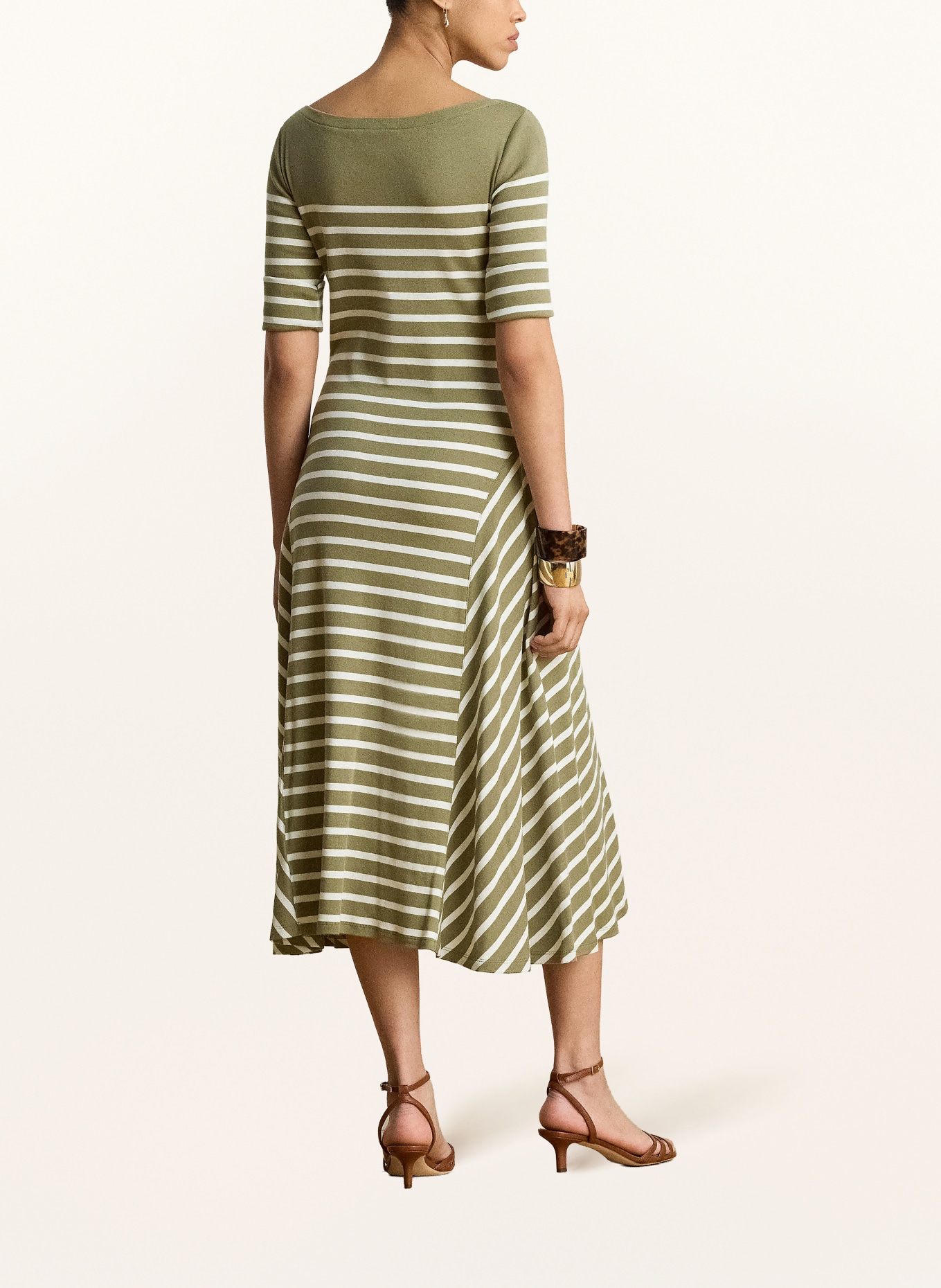 LAUREN RALPH LAUREN Jerseykleid: OLIV / CREME