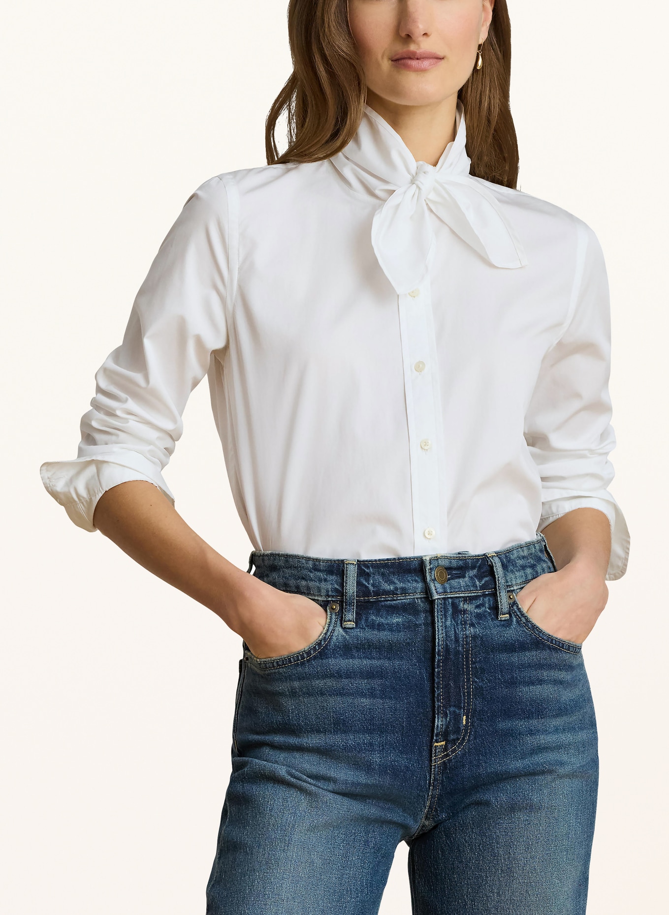 LAUREN RALPH LAUREN Bluzka z kokardą: BIAŁY