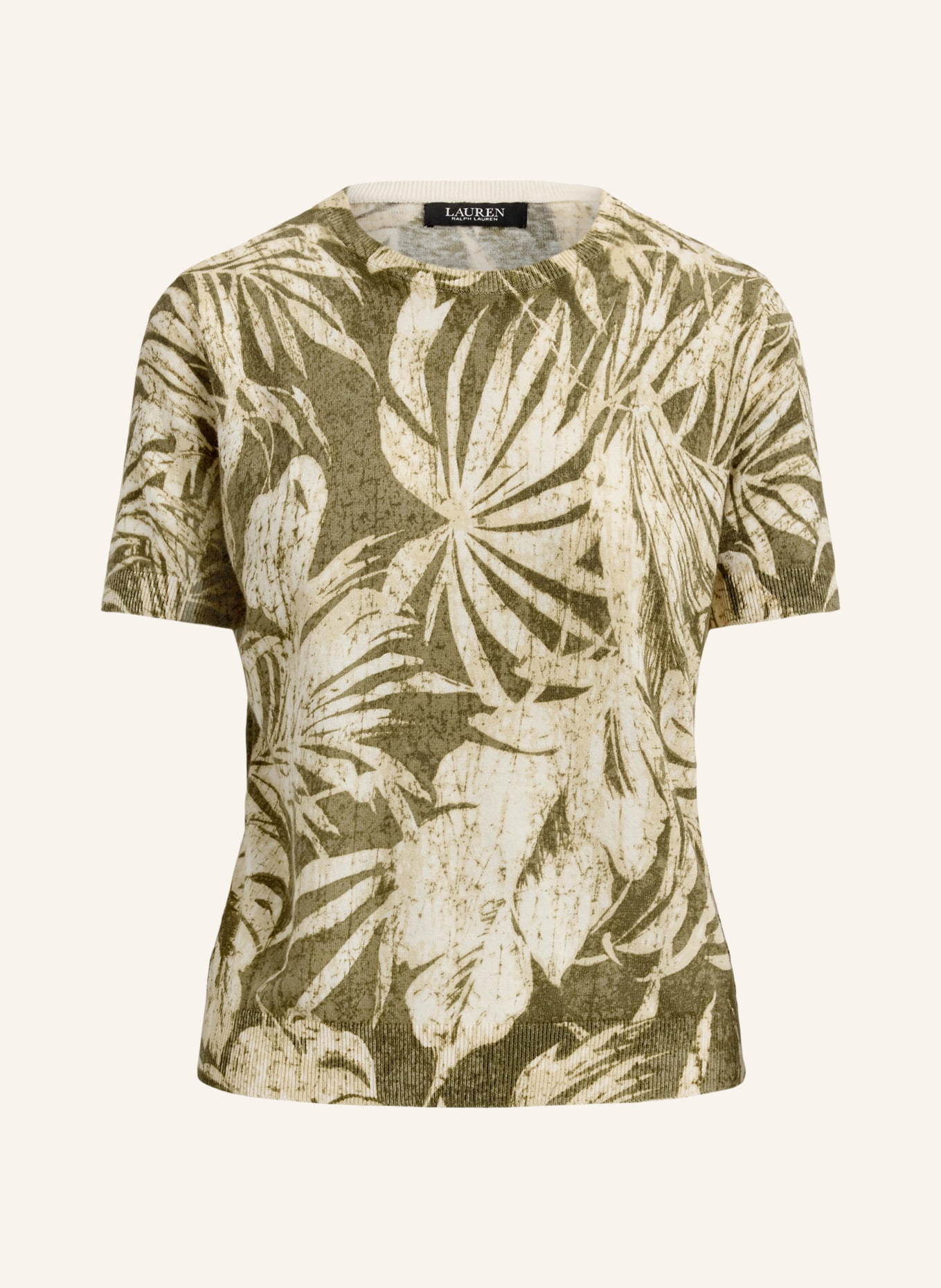 LAUREN RALPH LAUREN Pletené tričko s lnem: SVĚTLE ZELENÁ / TMAVĚ ŽLUTÁ / KHAKI
