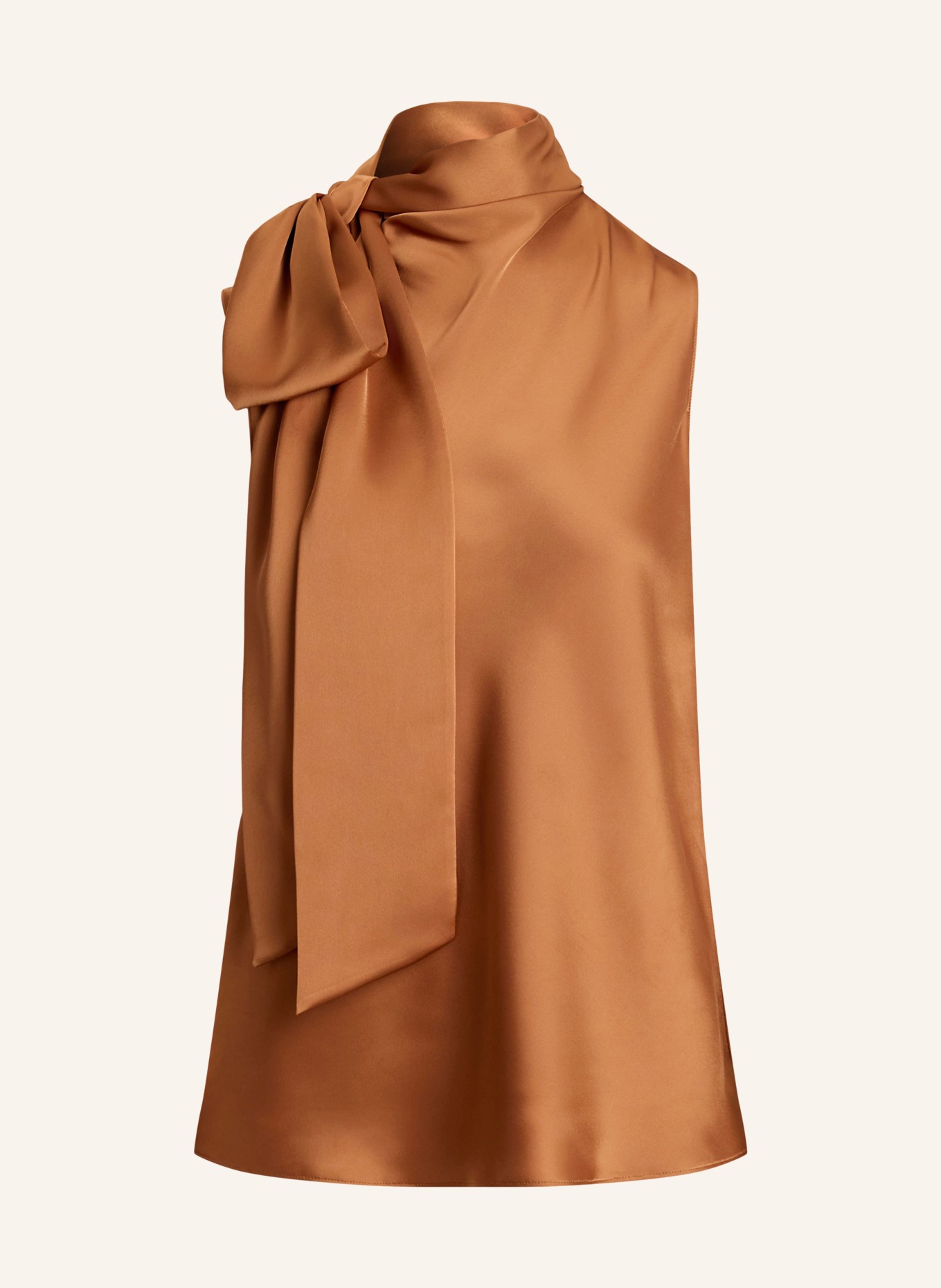 LAUREN RALPH LAUREN Satijnen top met strik: COGNAC
