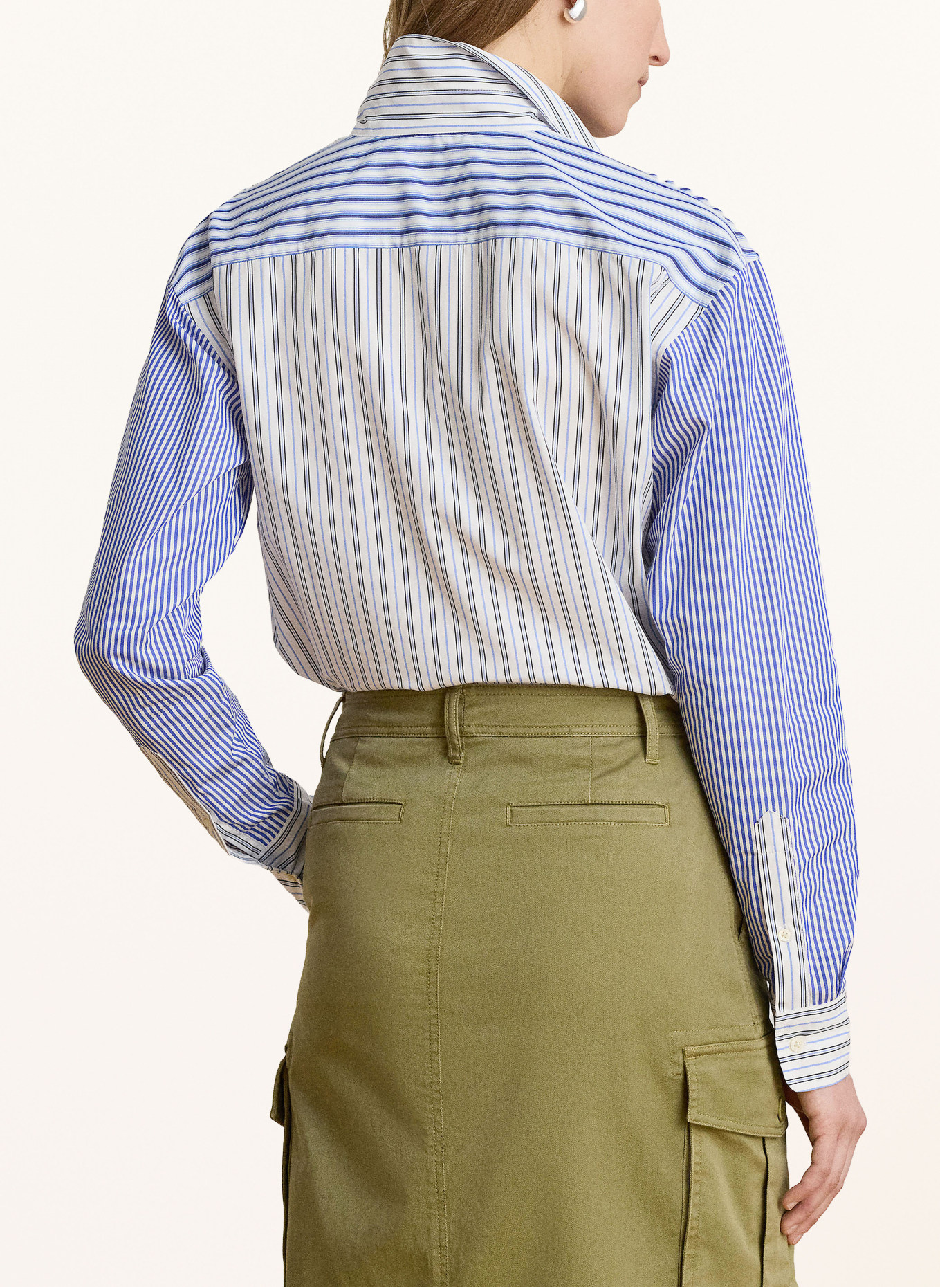 LAUREN RALPH LAUREN Hemdbluse: WEISS / HELLBLAU / DUNKELBLAU