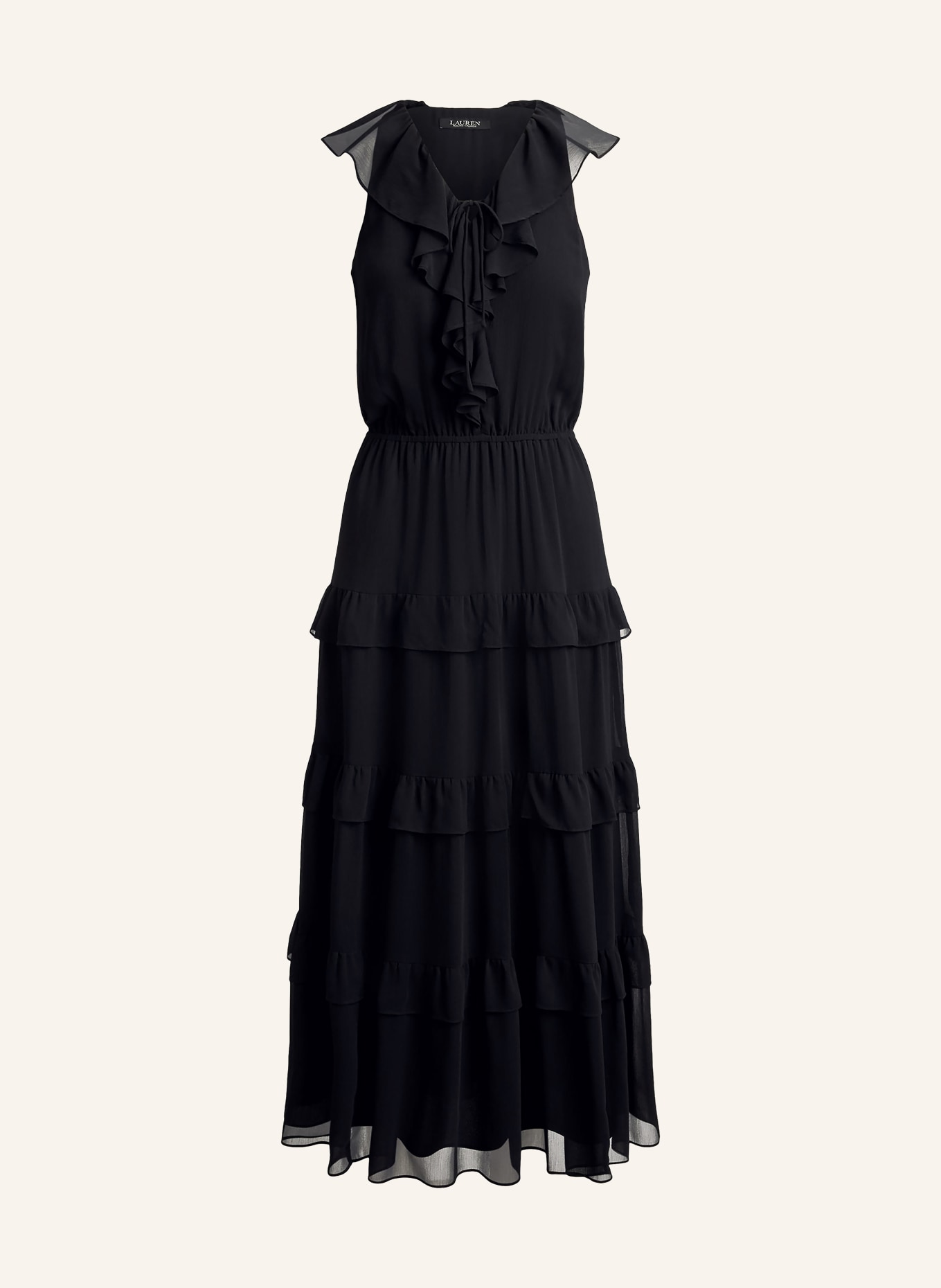LAUREN RALPH LAUREN Kleid mit Volants und Rüschen: SCHWARZ