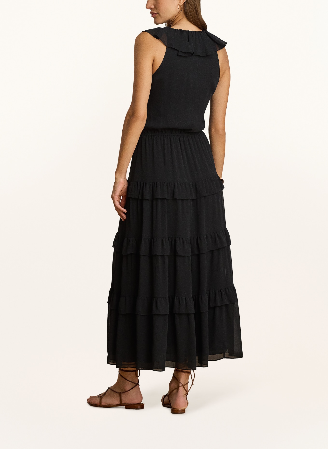 LAUREN RALPH LAUREN Kleid mit Volants und Rüschen: SCHWARZ
