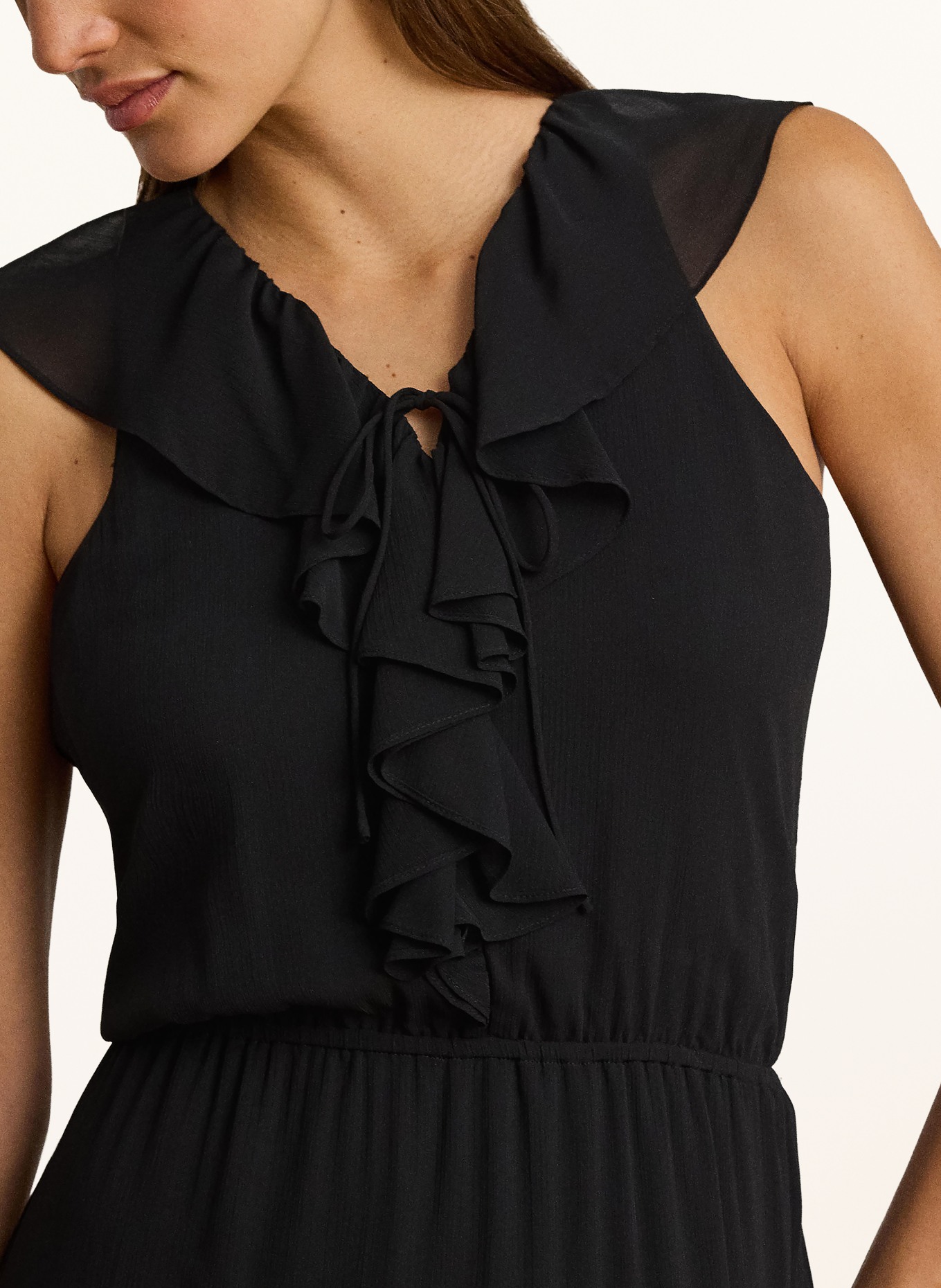 LAUREN RALPH LAUREN Kleid mit Volants und Rüschen: SCHWARZ