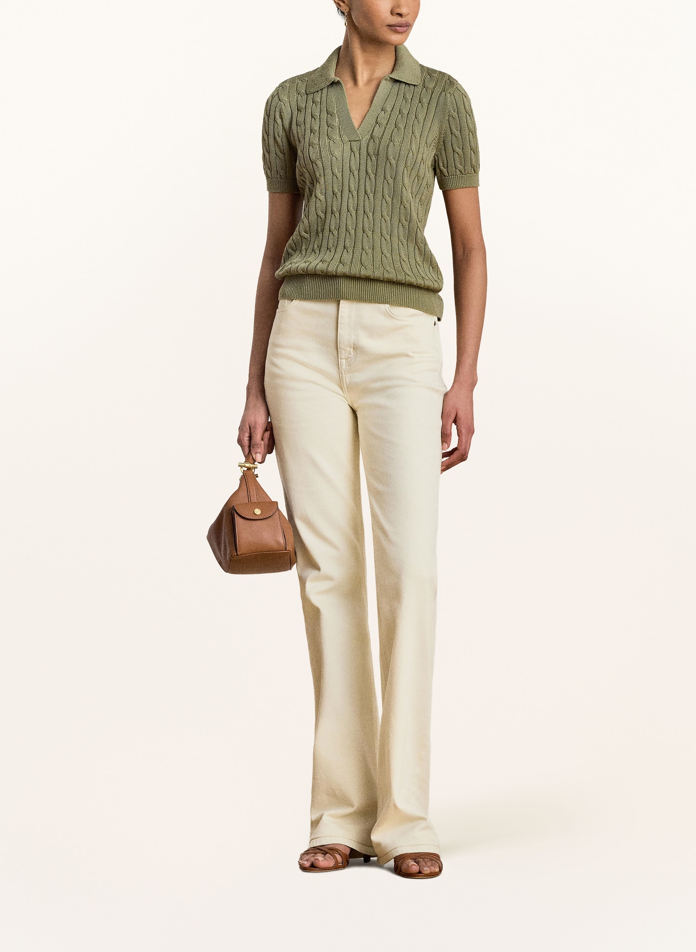 LAUREN RALPH LAUREN Pletené tričko: OLIVOVÁ